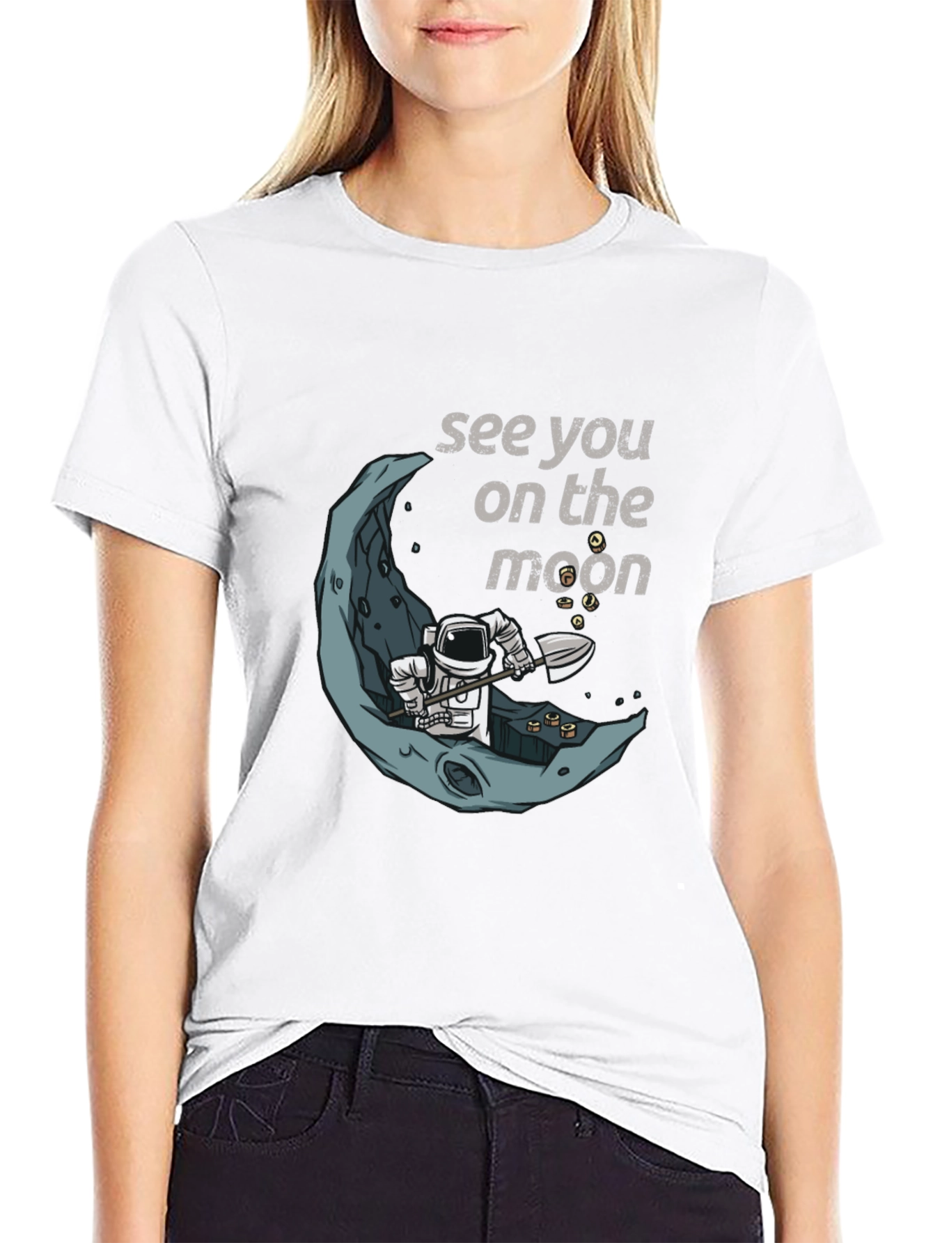Black See You On The Moon T-Shirt, Spaceman Graphic Tee view 9