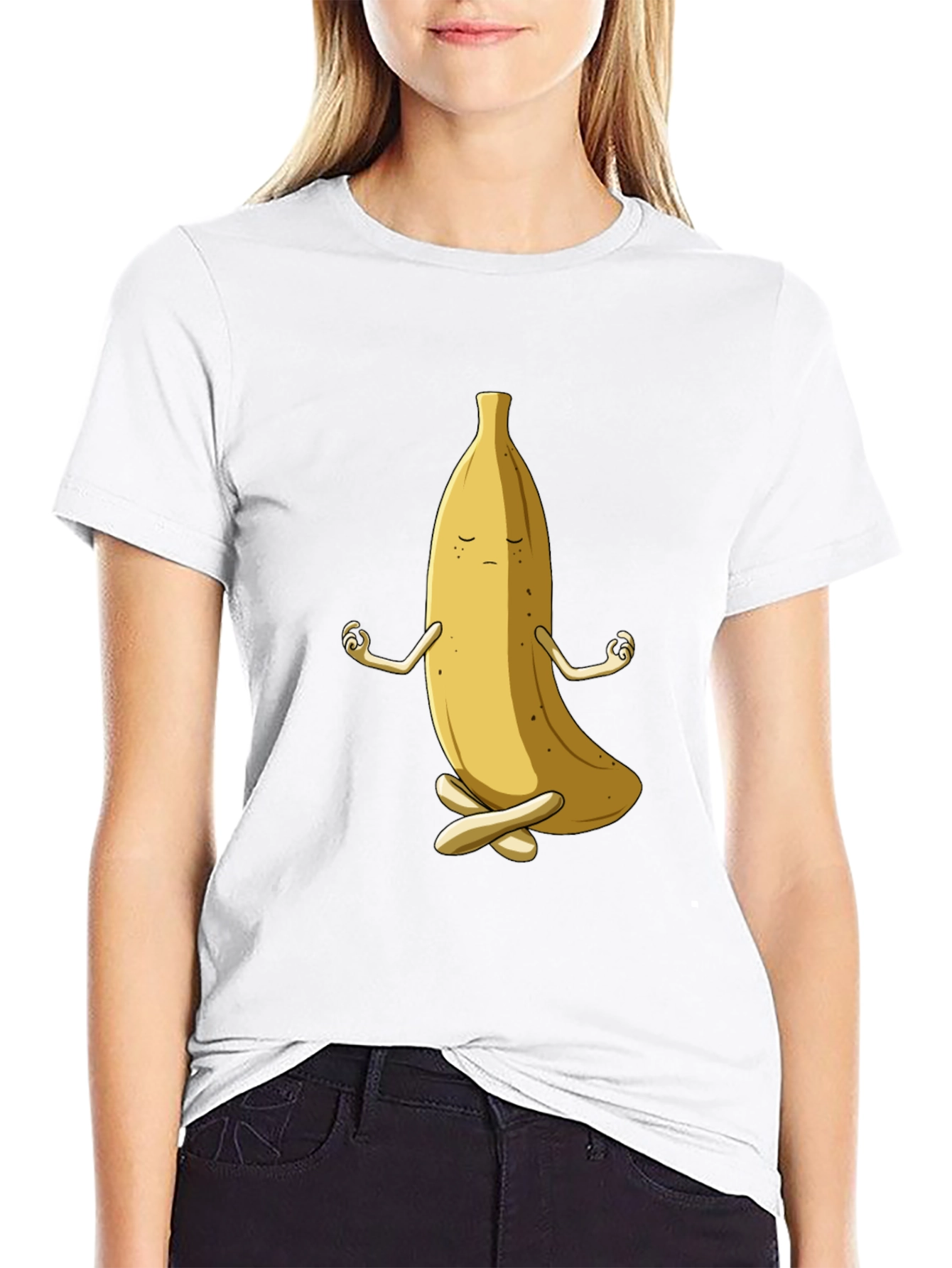 Black Zen Banana T-Shirt - Funny Meditating Fruit Tee view 9