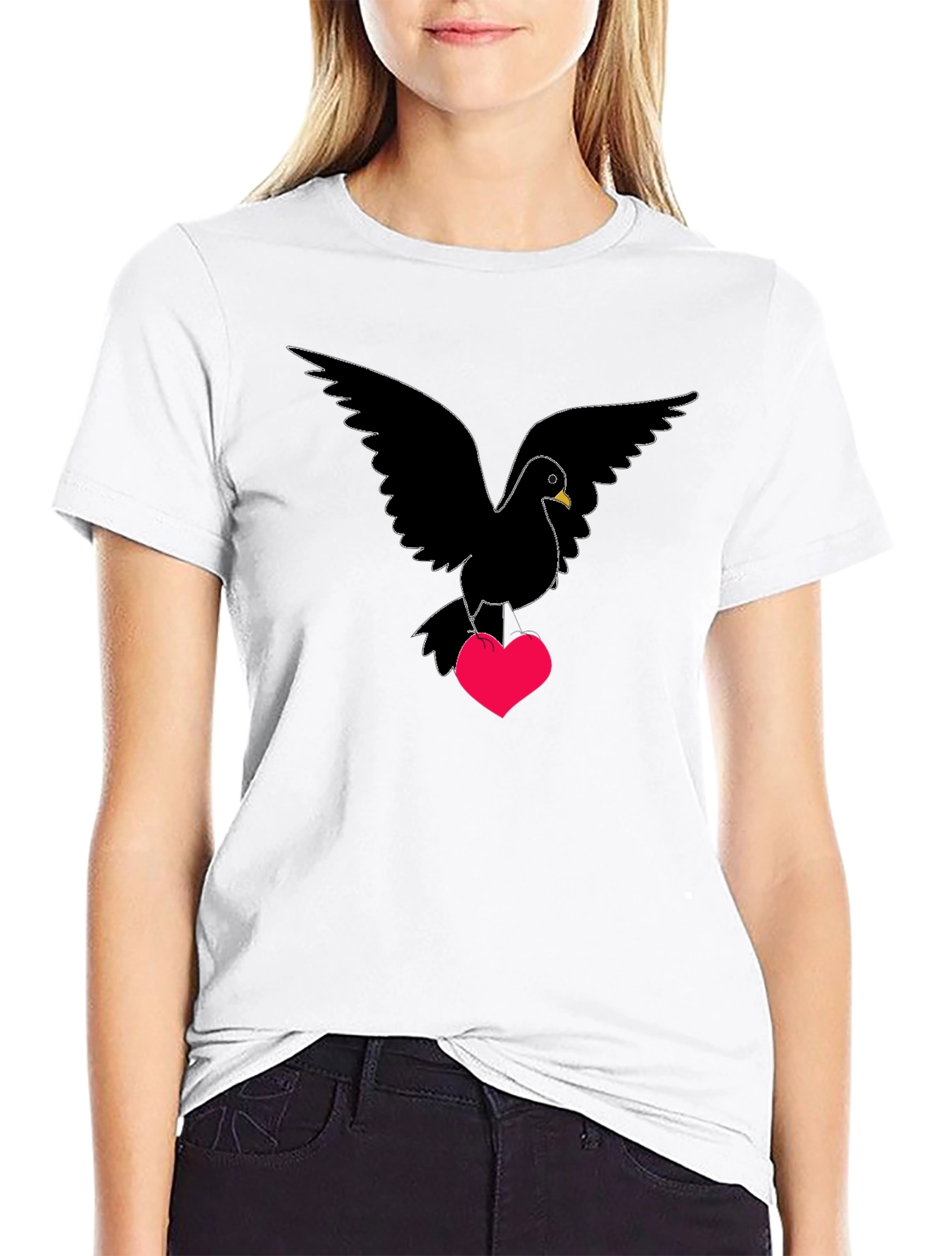 Black Dove Heart T-Shirt - Love Bird Graphic Tee view 9