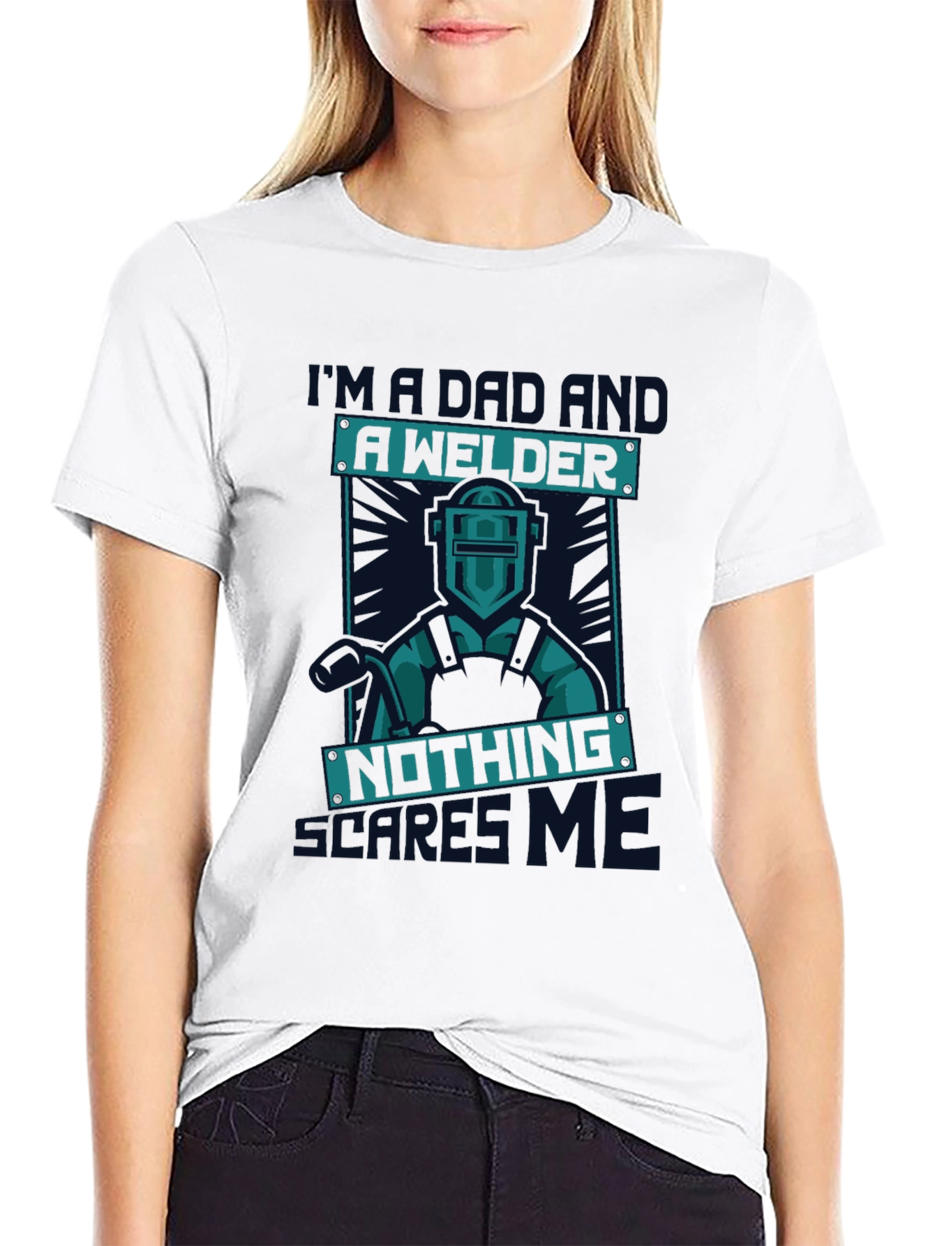 Black Dad Welder T-Shirt - Nothing Scares Me view 9