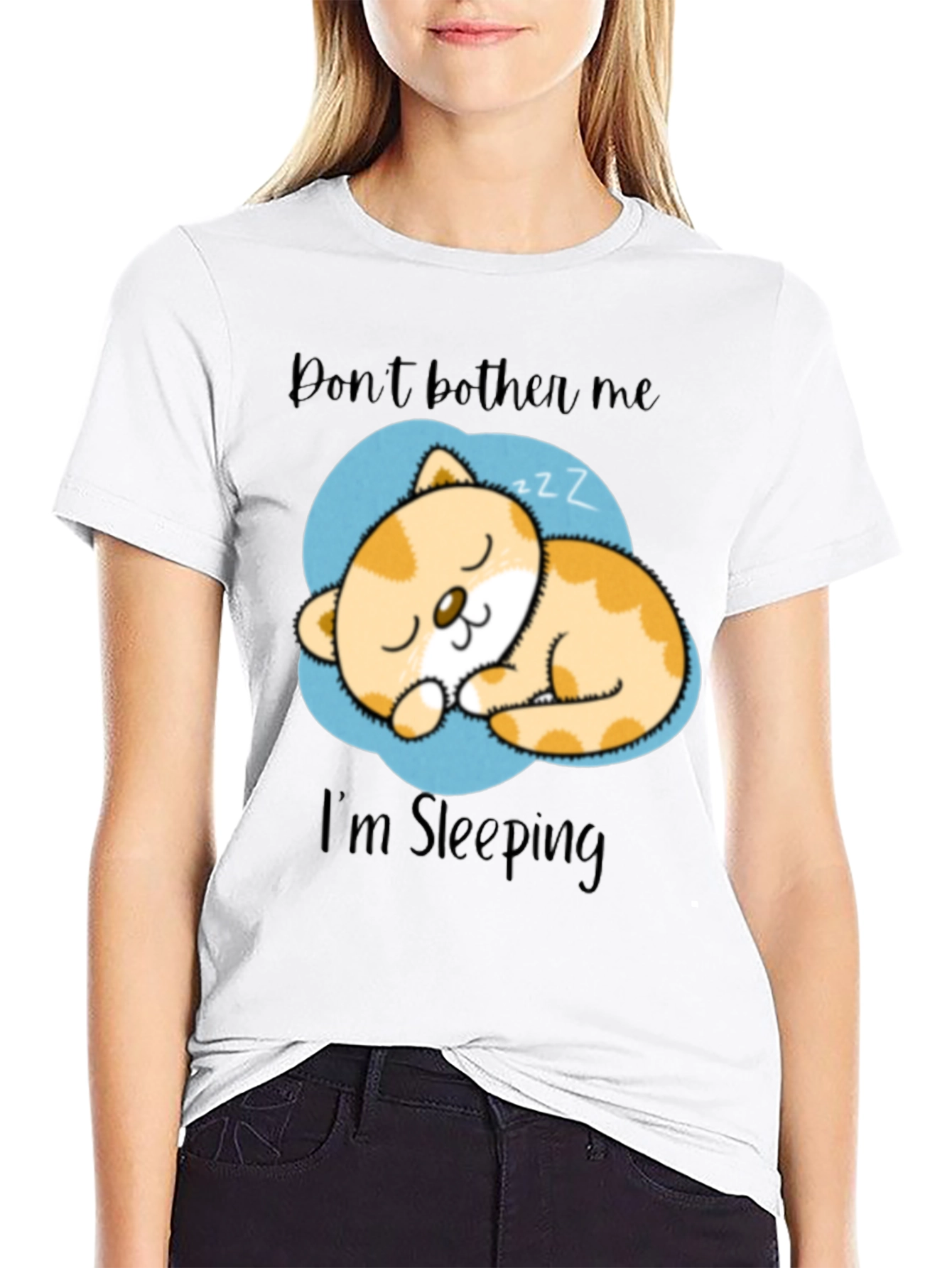 Black Don't Bother Me I'm Sleeping Cat Graphic T-Shirt view 9