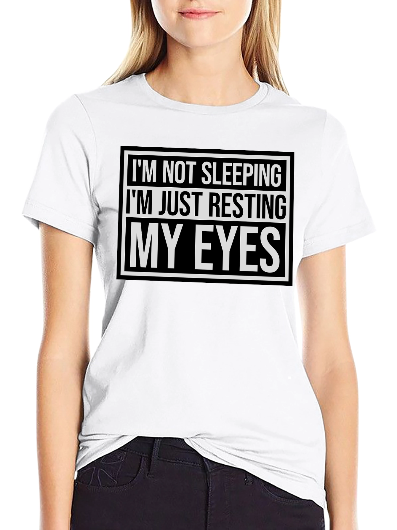 Black Resting My Eyes Funny T-Shirt - Black view 9
