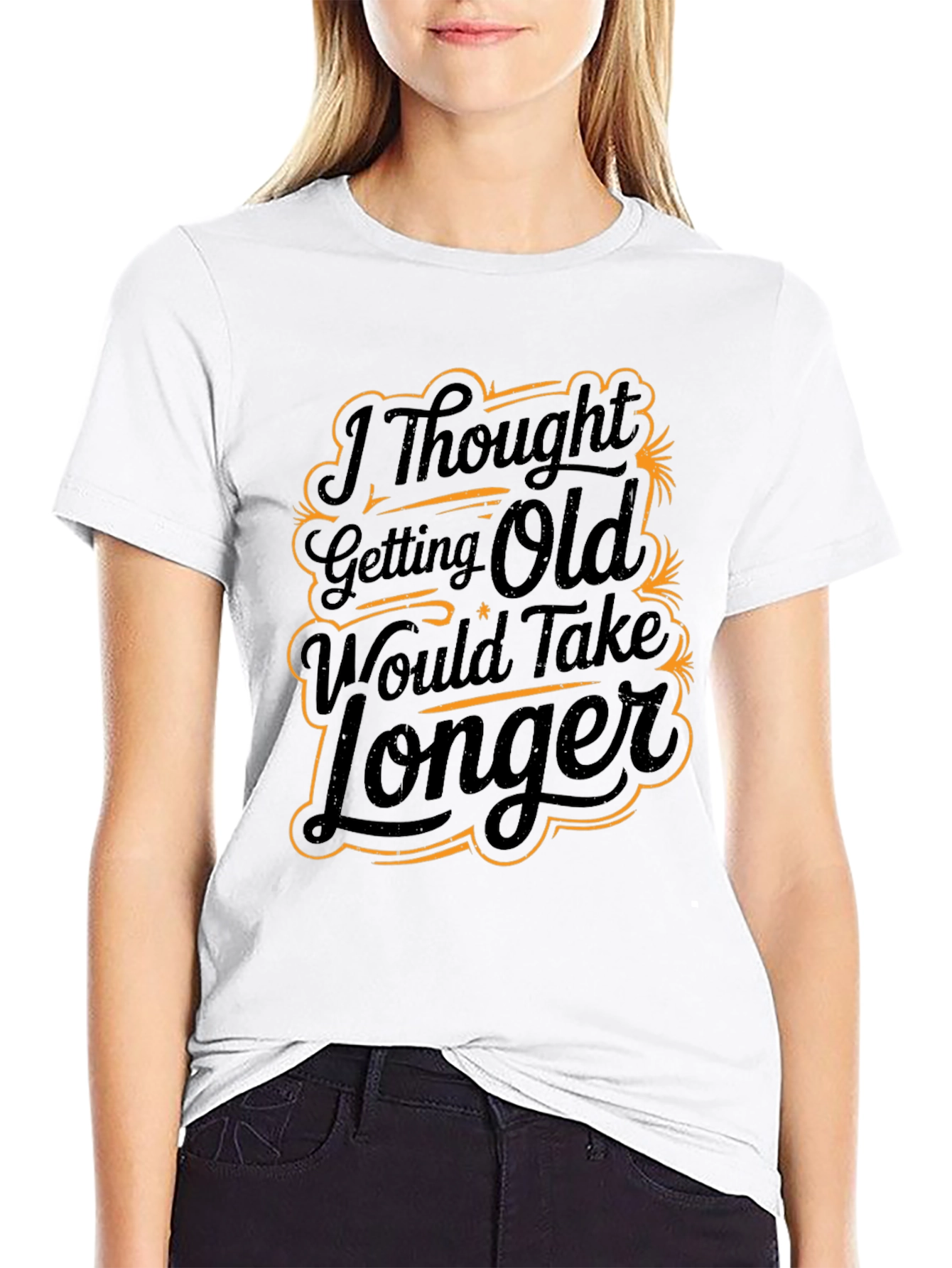 Black Funny "Getting Old" Graphic Print Black T-Shirt view 9