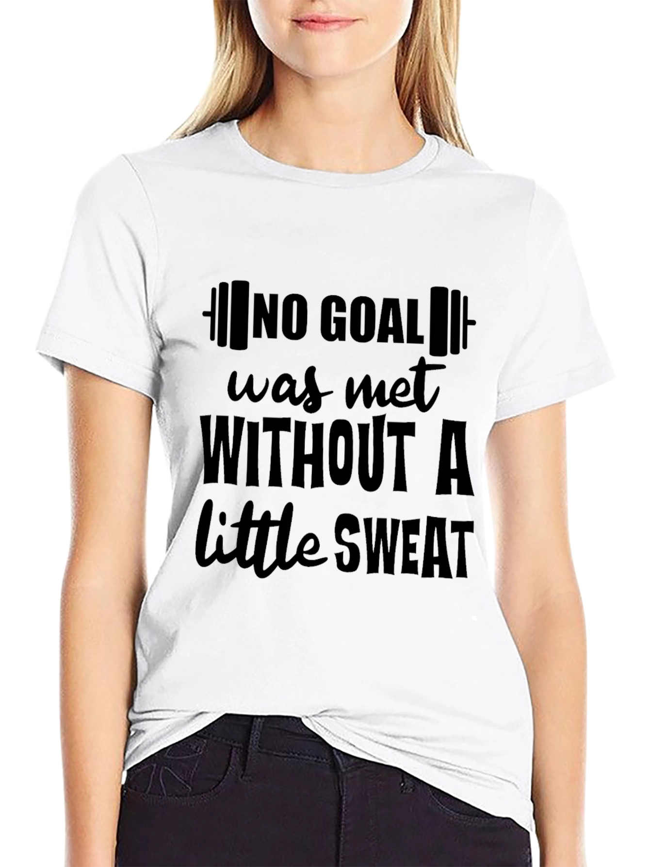 Black Motivational Workout T-Shirt - "No Goal Without Sweat" view 9