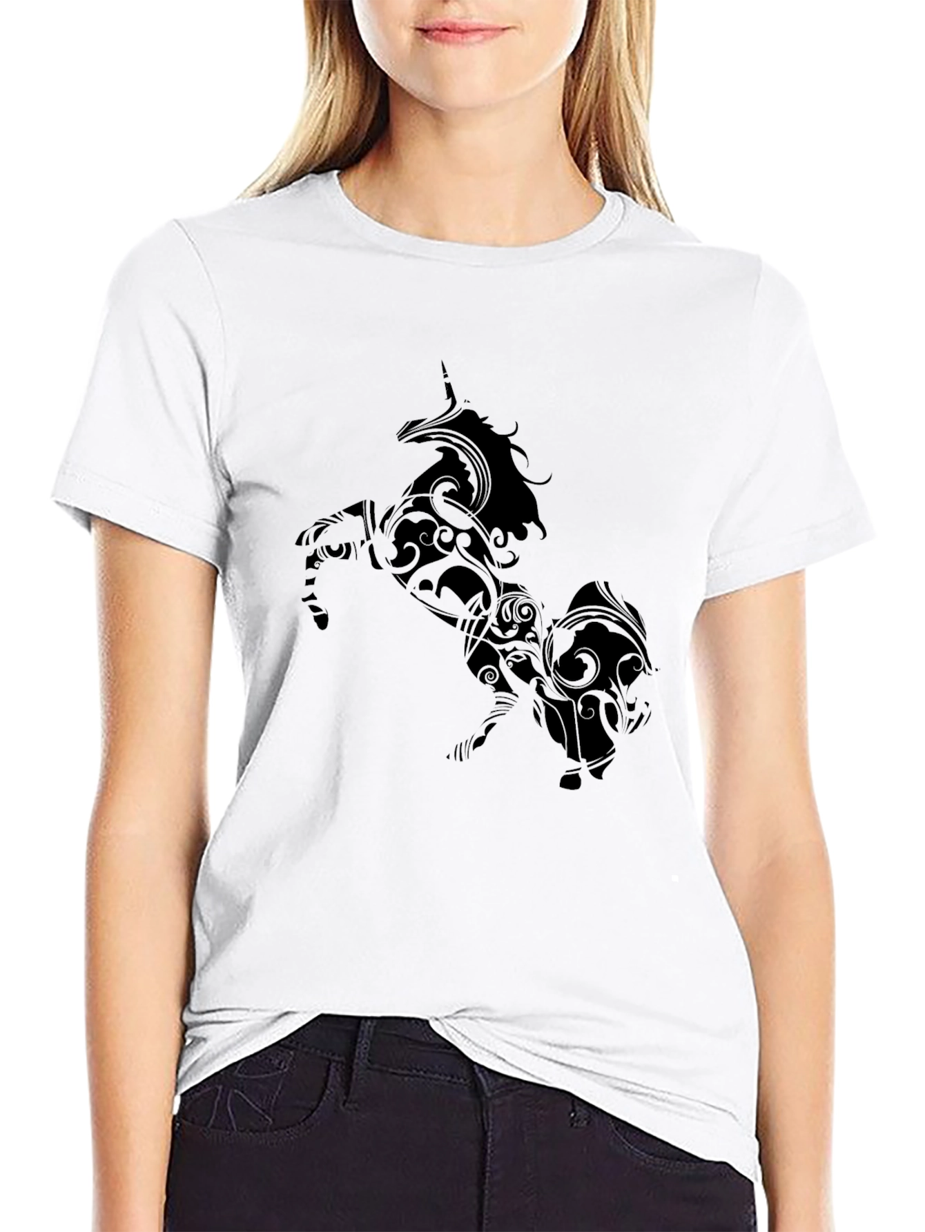 Black Unicorn Graphic Black Tee Shirt view 9