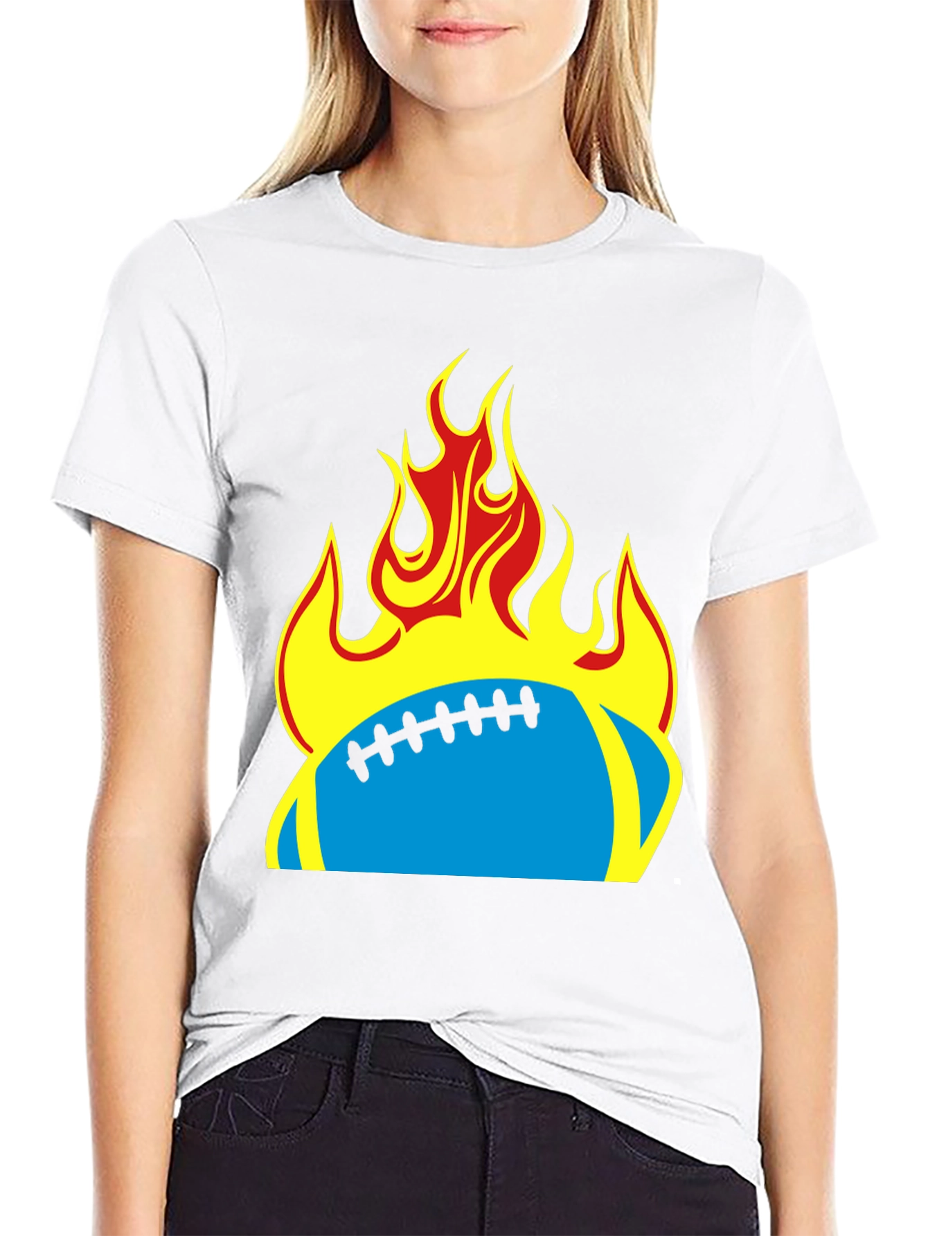 Black Flaming Football T-Shirt - Black Tee view 9