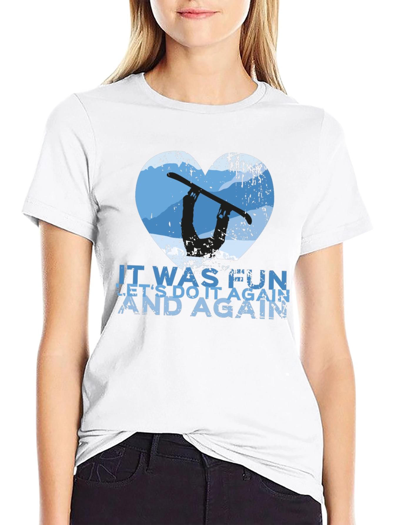 Black Snowboarder Heart Graphic Tee - Let's Do It Again! view 9