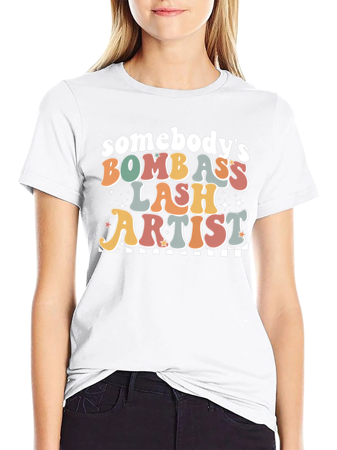Black Somebody's Bomb Ass Lash Artist Graphic Tee view 9