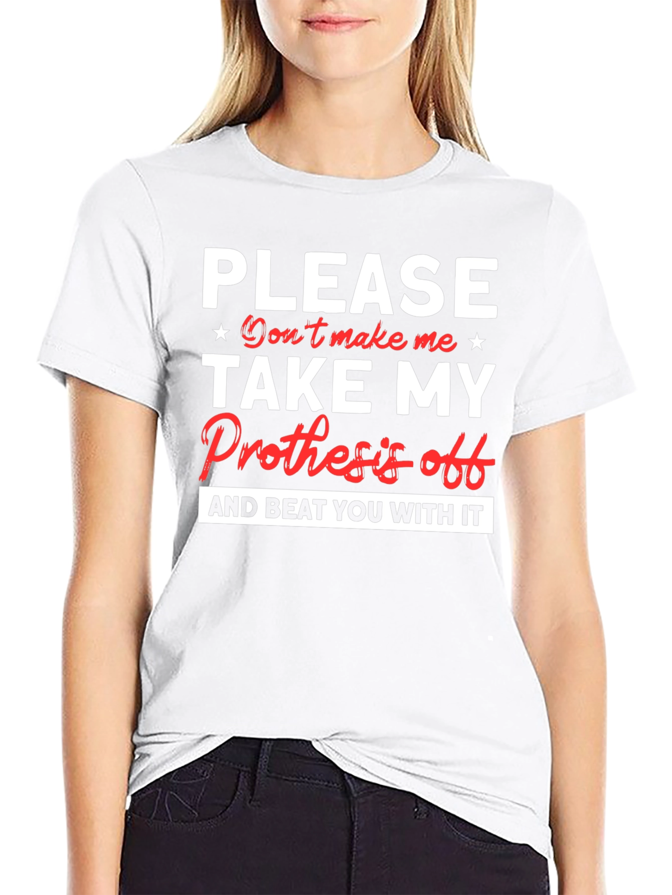 Black Prosthesis Humor Graphic T-Shirt view 9