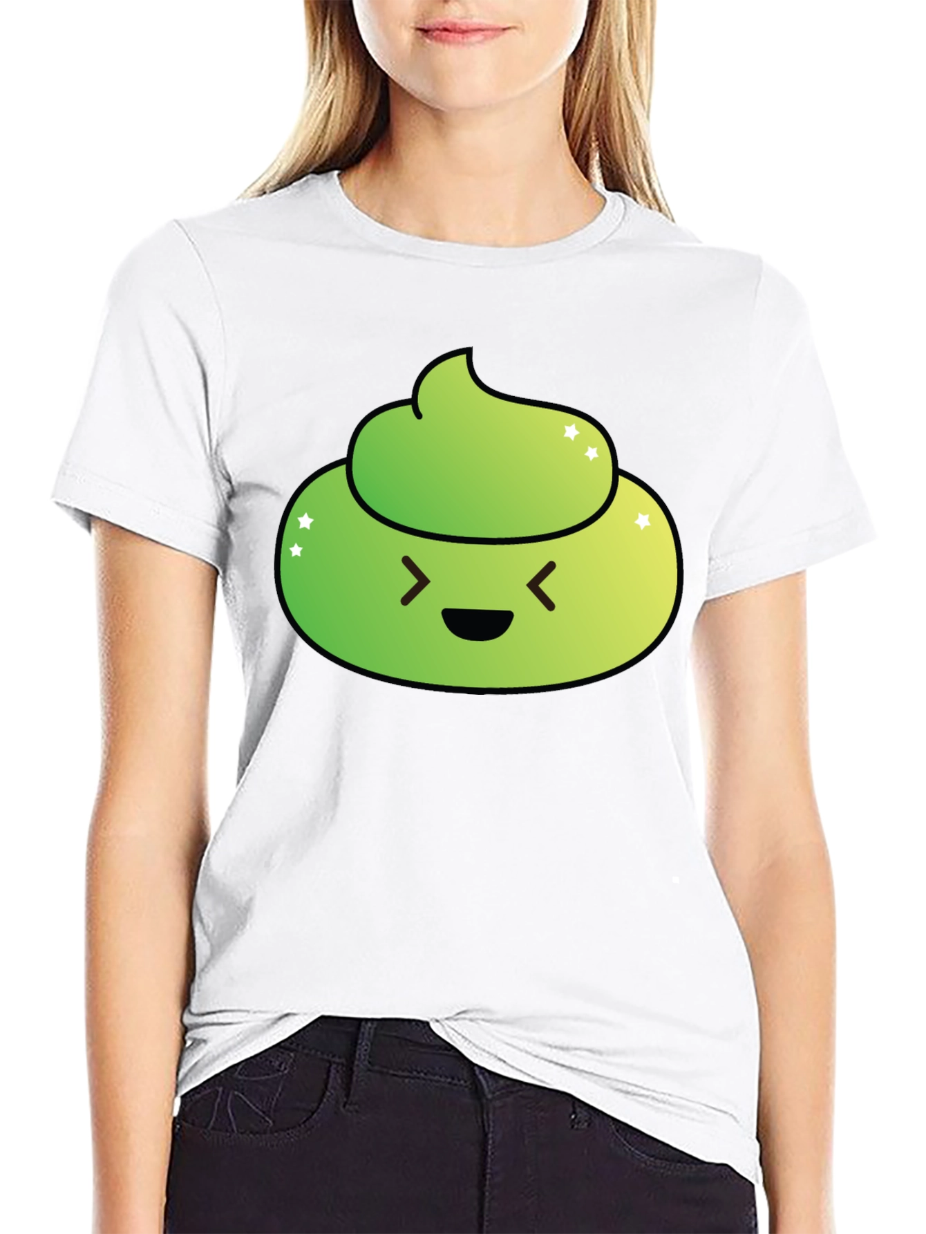 Black Green Emoji Poop T-Shirt - Funny Graphic Tee view 9