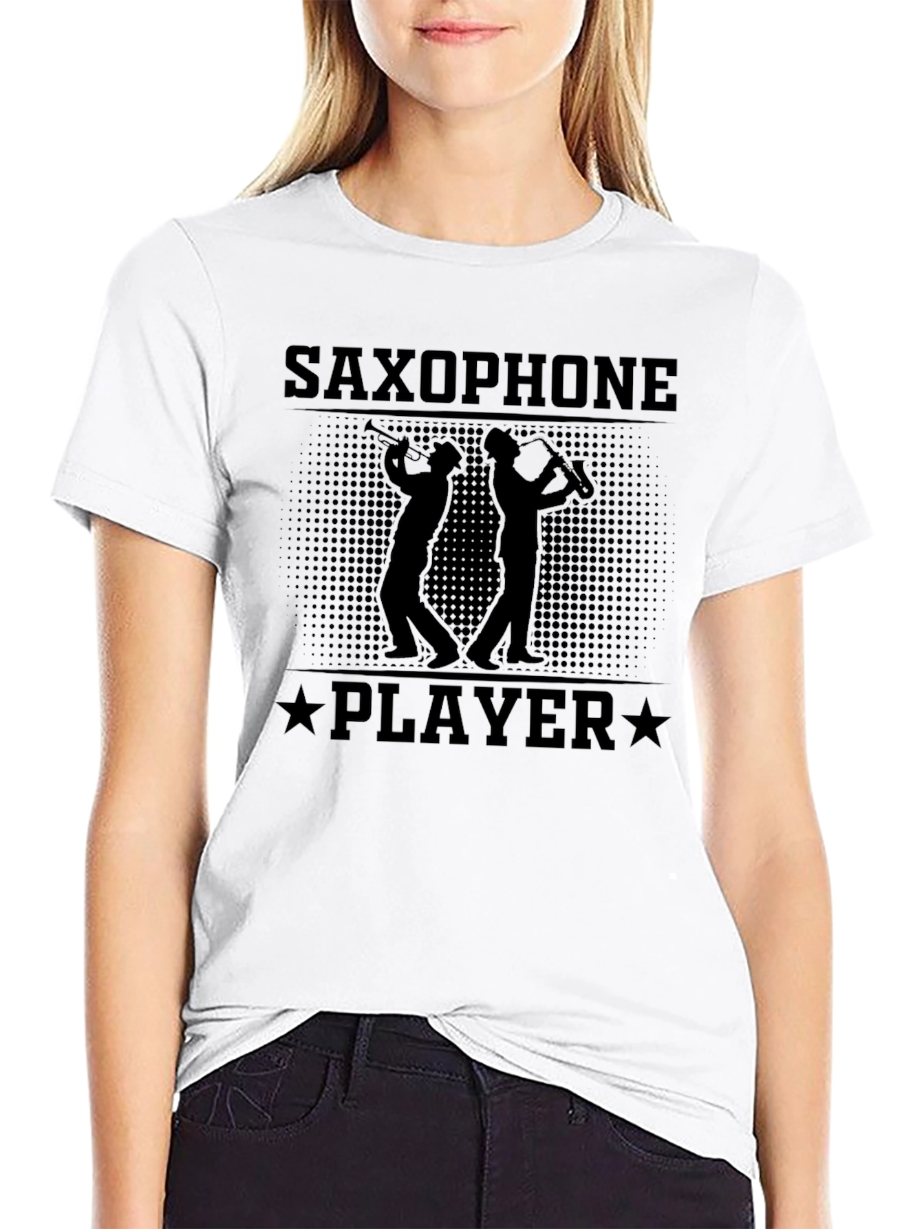 Black Saxophone Player T-Shirt - Musician Graphic Tee view 9