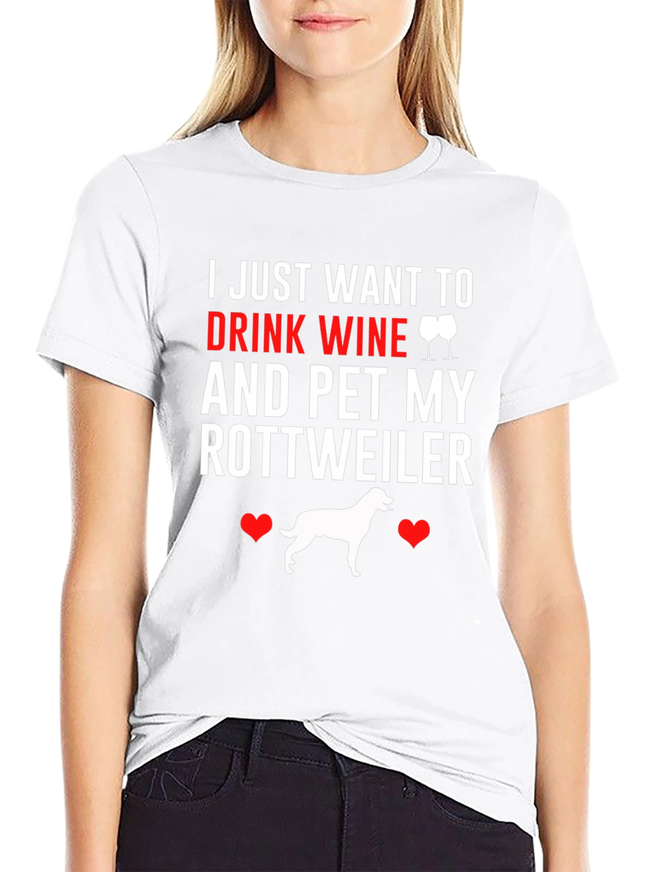 Black Wine & Rottweiler T-Shirt - Drink Wine Pet Dog view 9