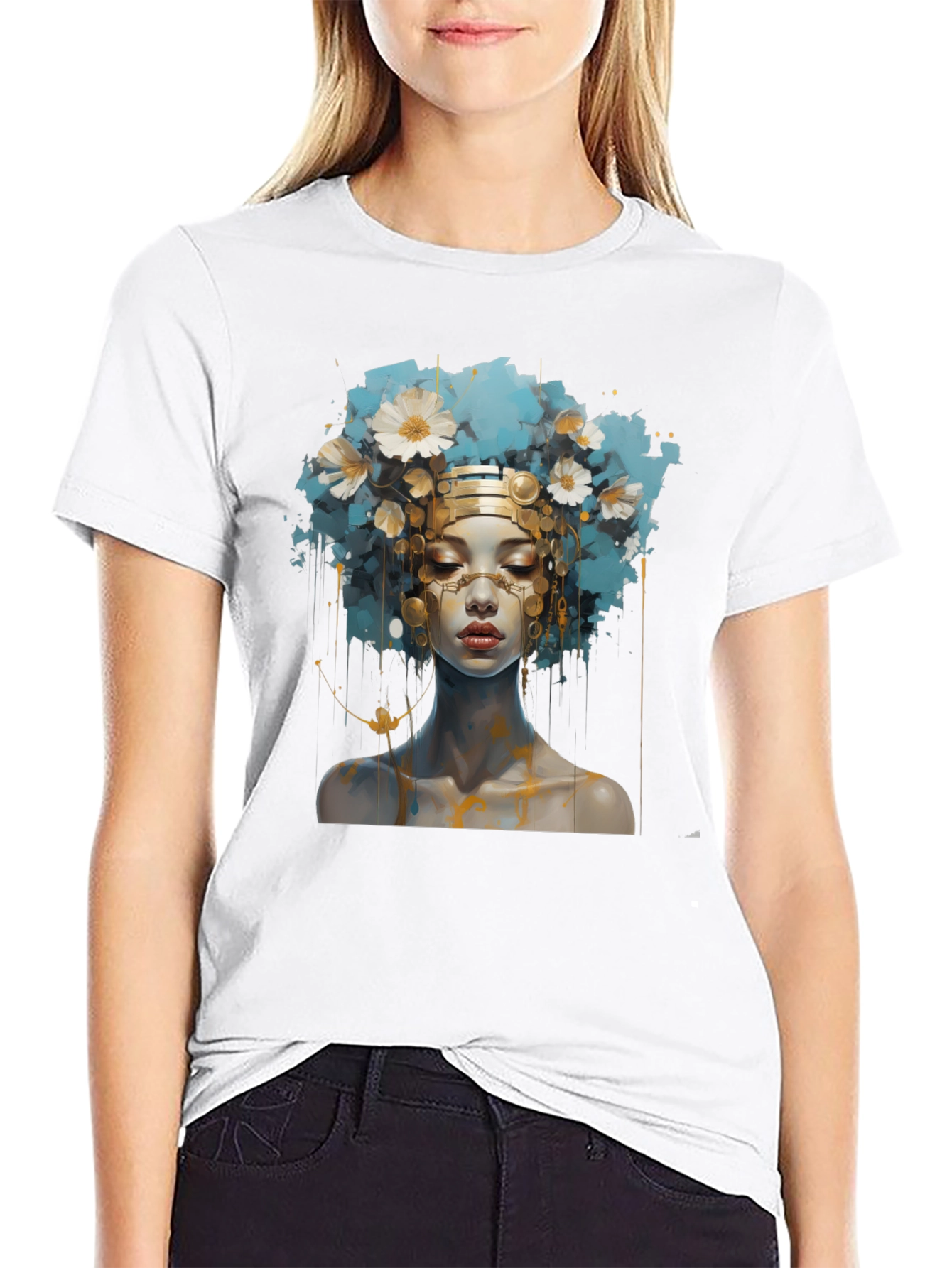 Black Artistic Woman Graphic Black Tee view 9