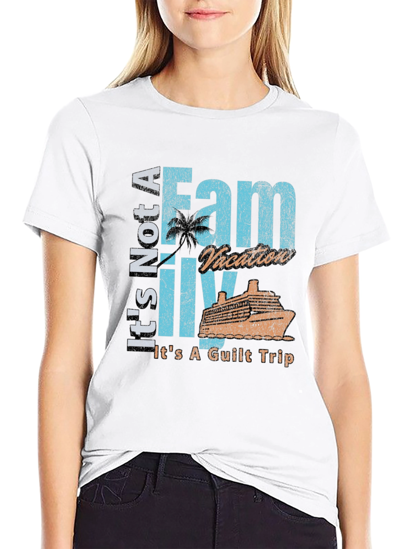 Black Funny Family Vacation Guilt Trip T-Shirt view 9