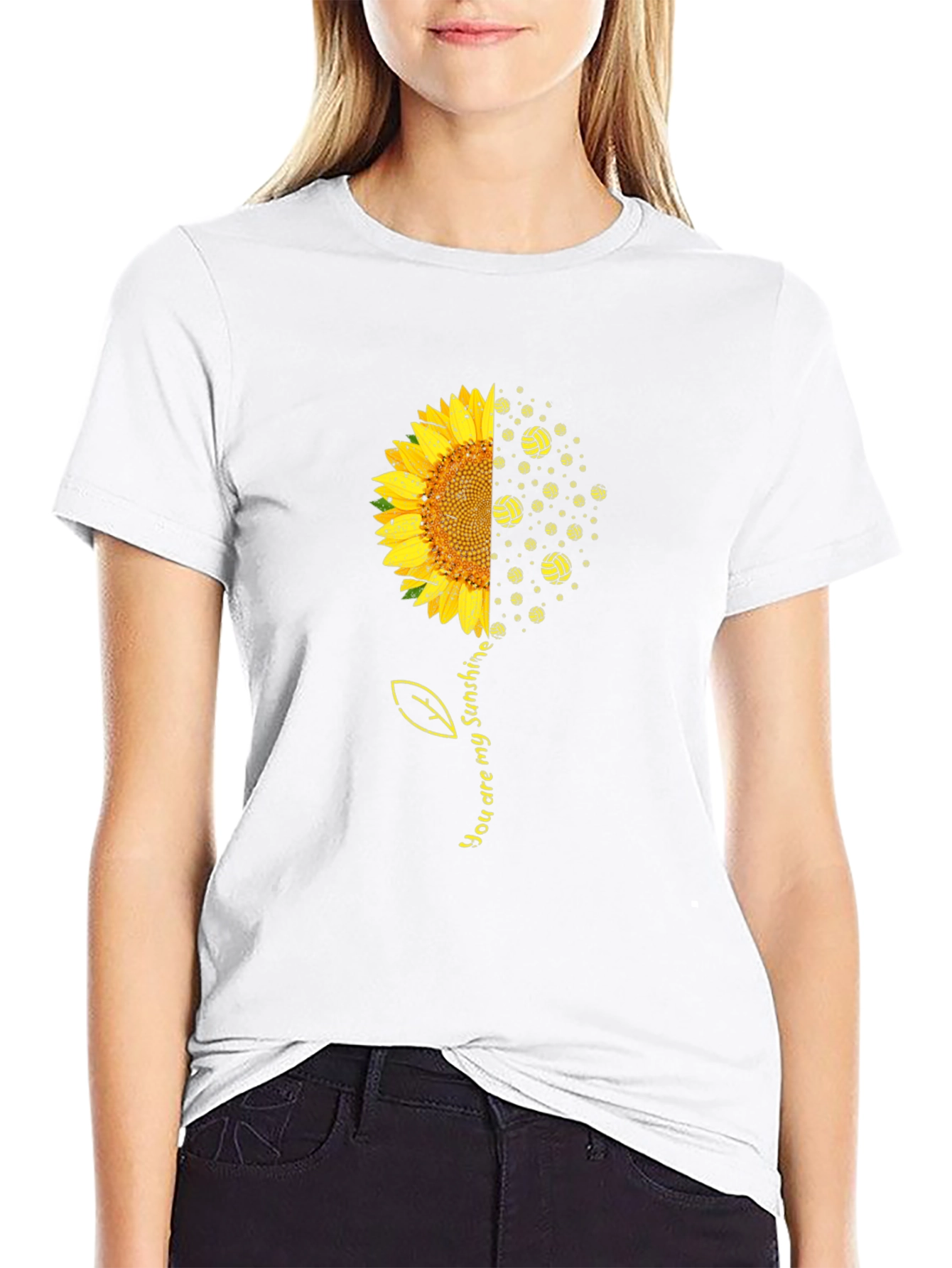 Black Sunflower Volleyball T-Shirt - You Are My Sunshine view 9