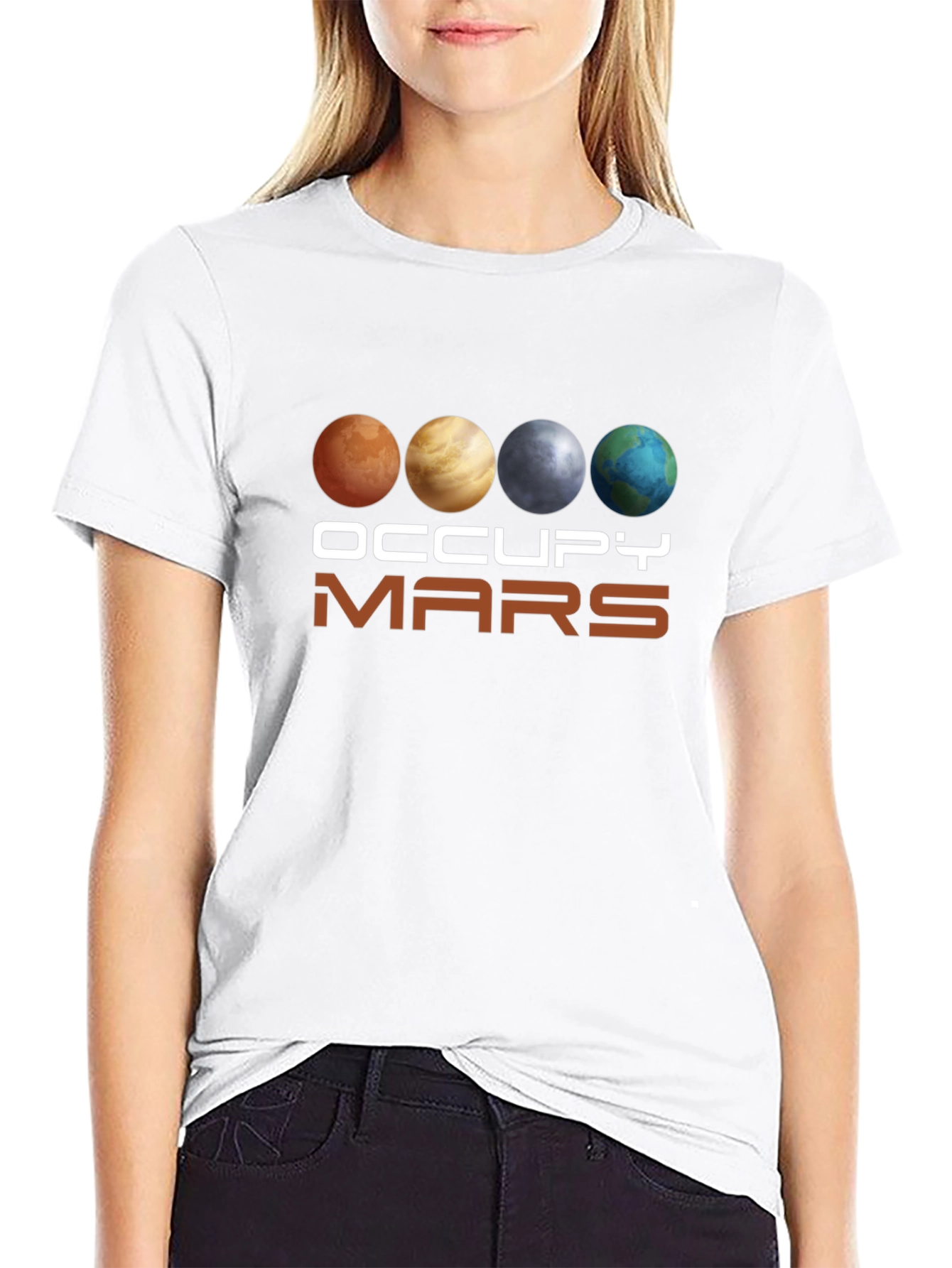 Black Occupy Mars Graphic Tee - Space Exploration T-Shirt view 9