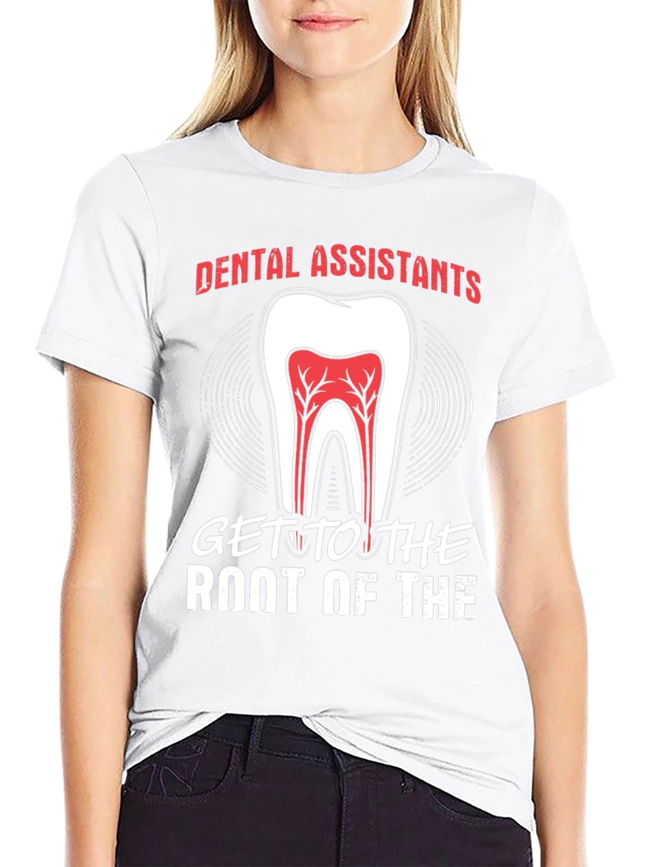 Black Dental Assistant "Root Of The" T-Shirt view 9