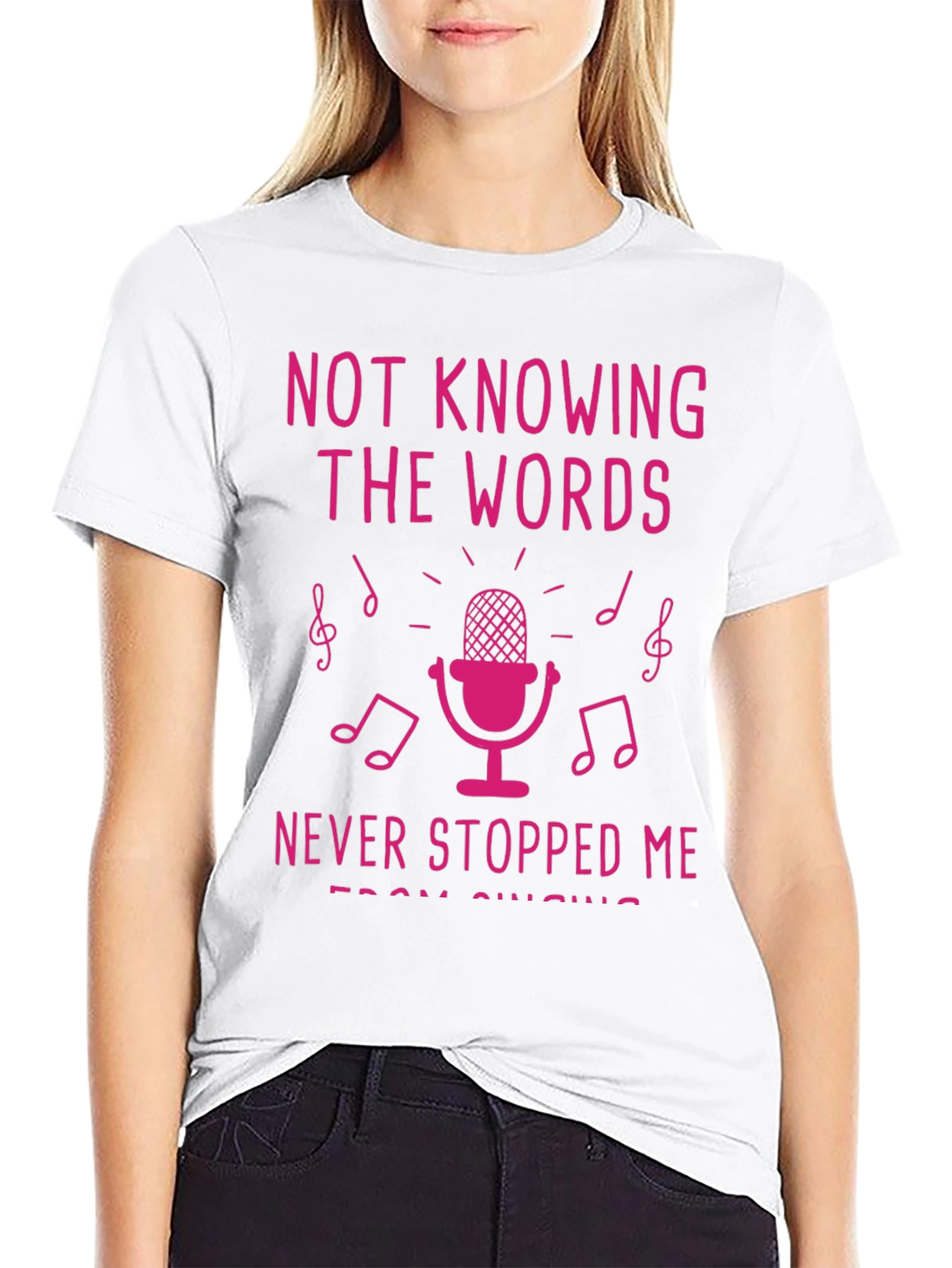 Black Funny Singing T-Shirt - Not Knowing the Words view 9