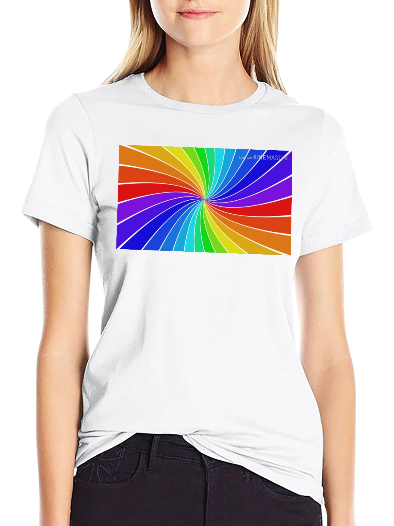 Black Rainbow Swirl Tee - Vivid Graphic Print view 9