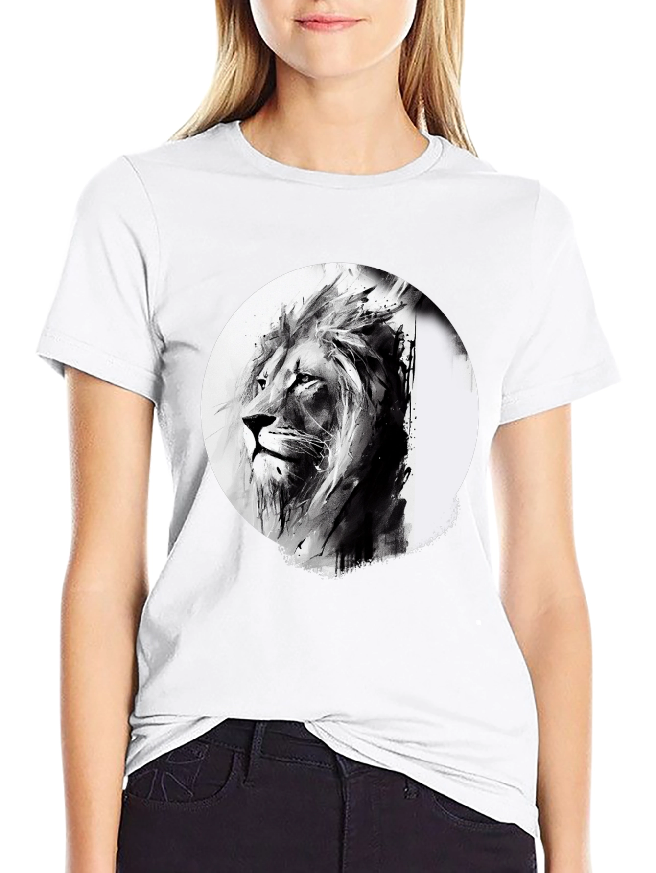 Black Lion Graphic Print Black T-Shirt view 9
