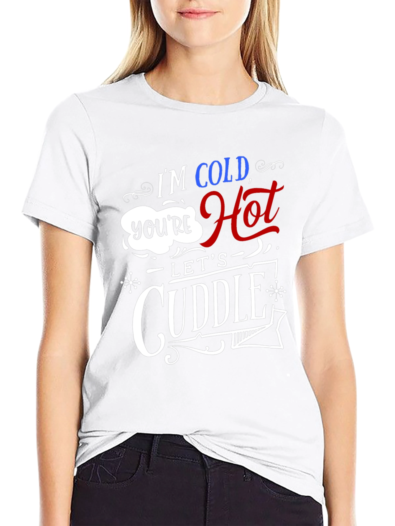 Black I'm Cold You're Hot Let's Cuddle Graphic Tee view 9