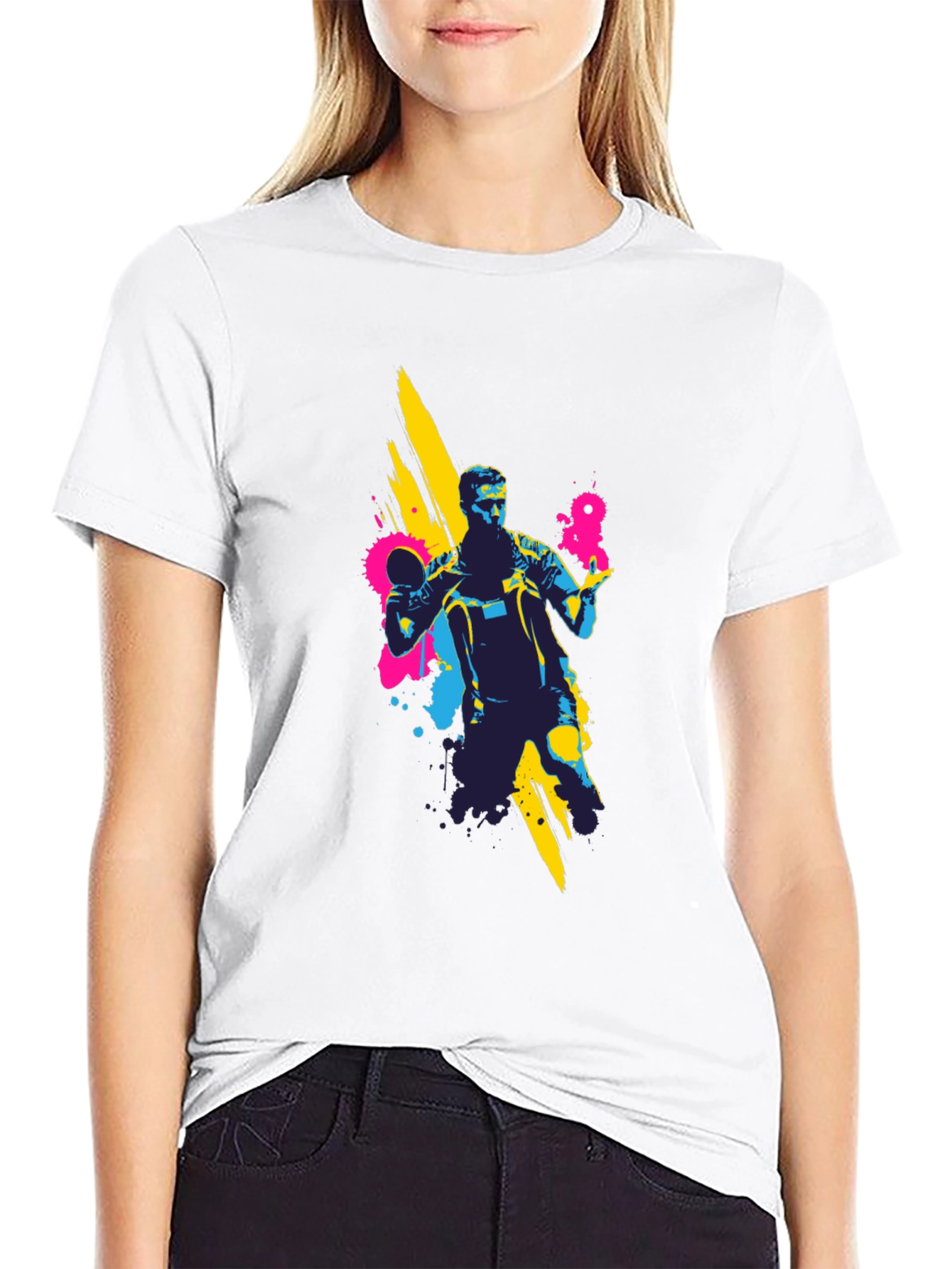 Black Ping Pong Player Graphic Black T-Shirt view 9