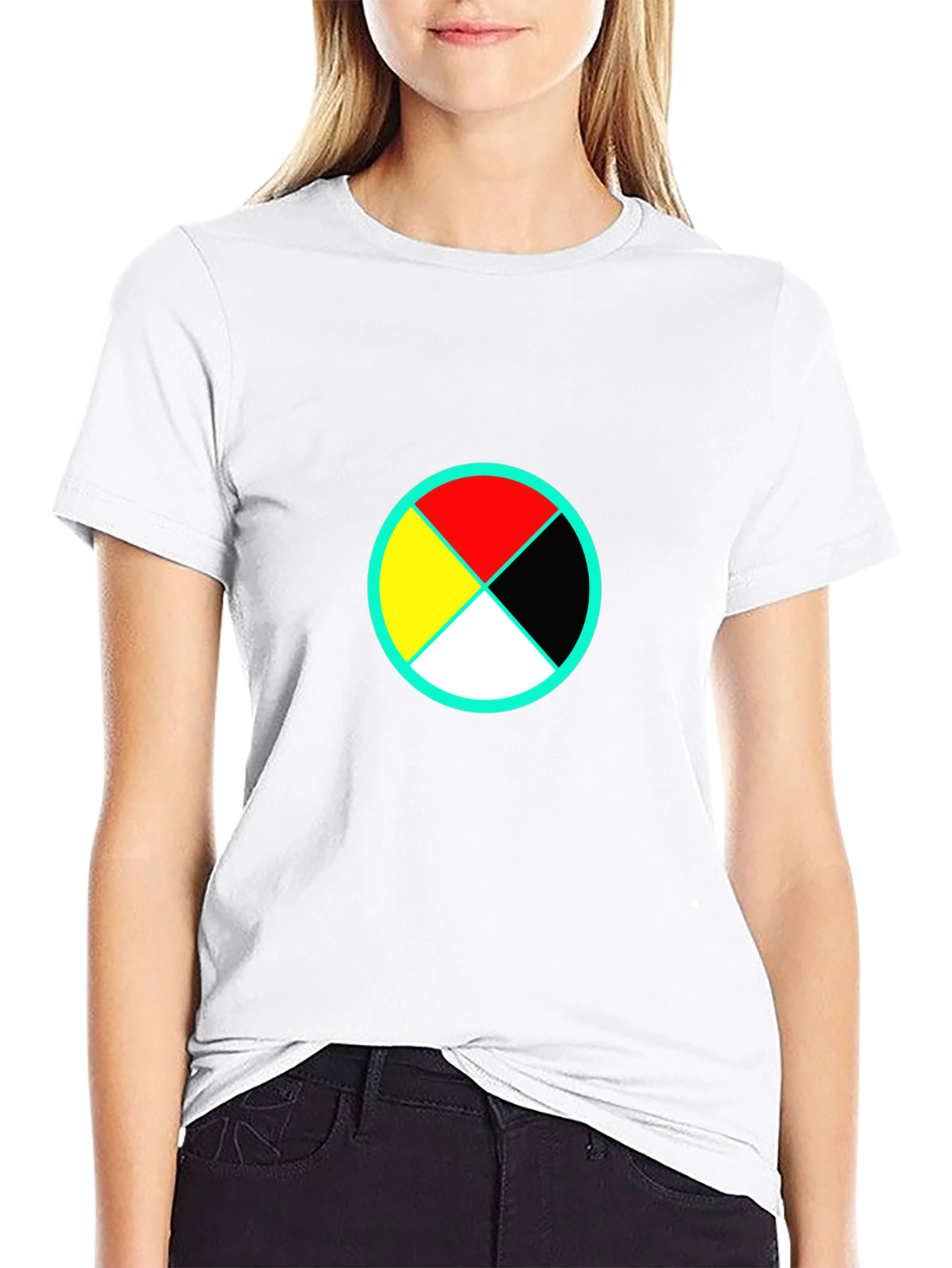 Black Symbolic Circle Graphic Tee - Modern Black Shirt view 9