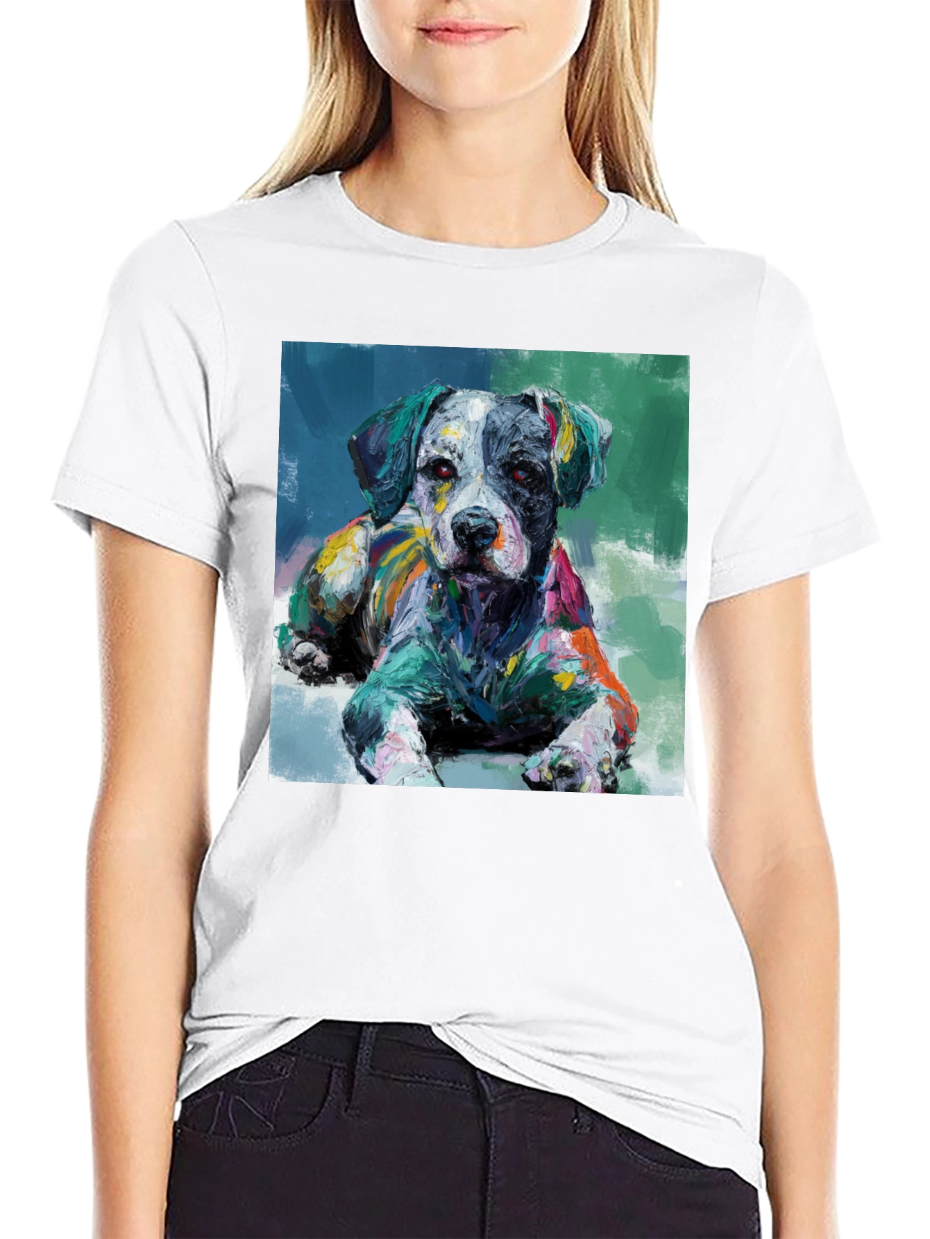 Black Dog Painting Black T-Shirt view 9