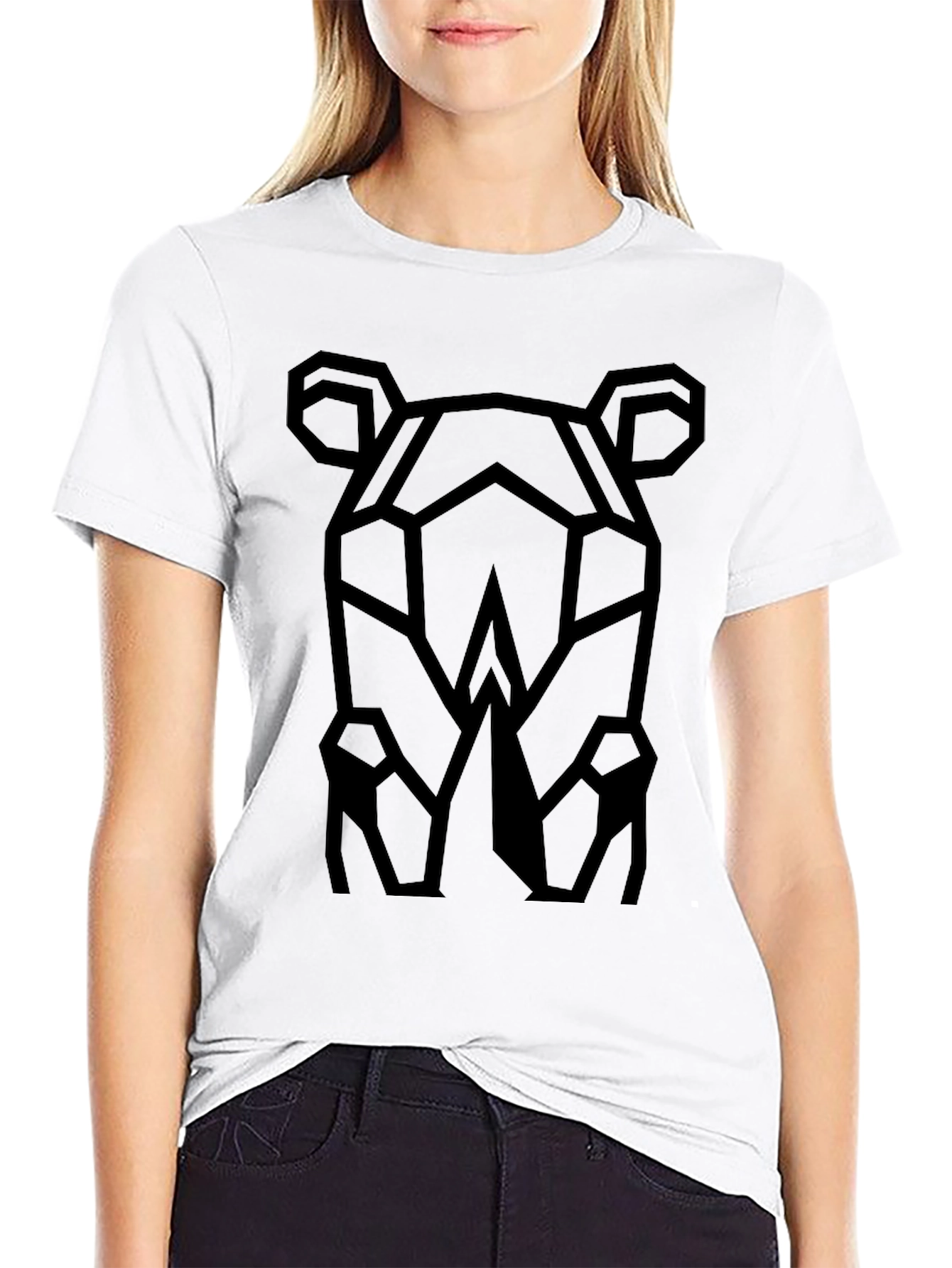 Black Geometric Rhino Graphic Tee - Modern Black T-Shirt view 9