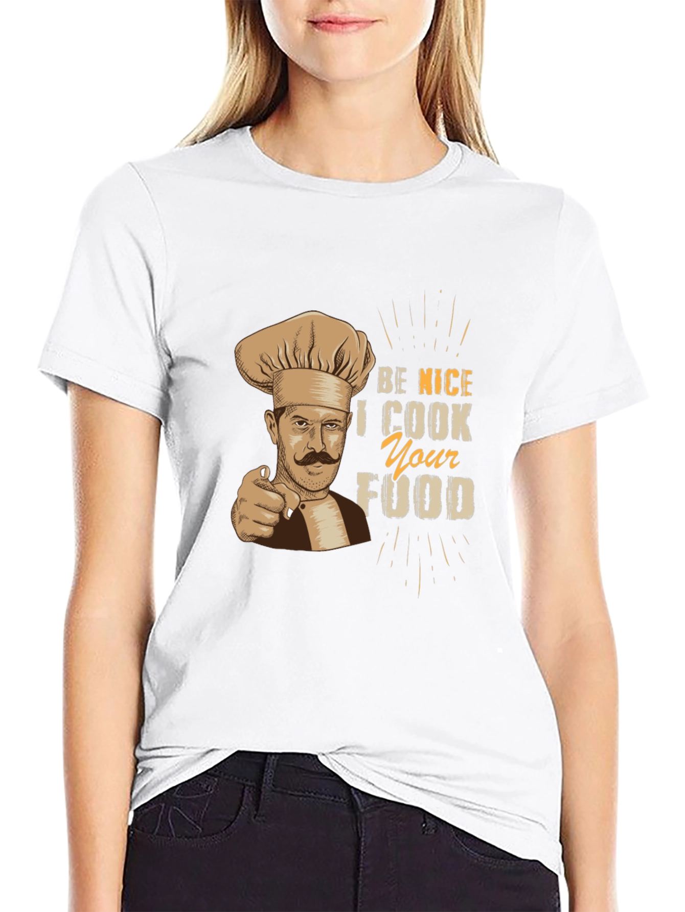 Black Be Nice I Cook Your Food Graphic Tee view 9