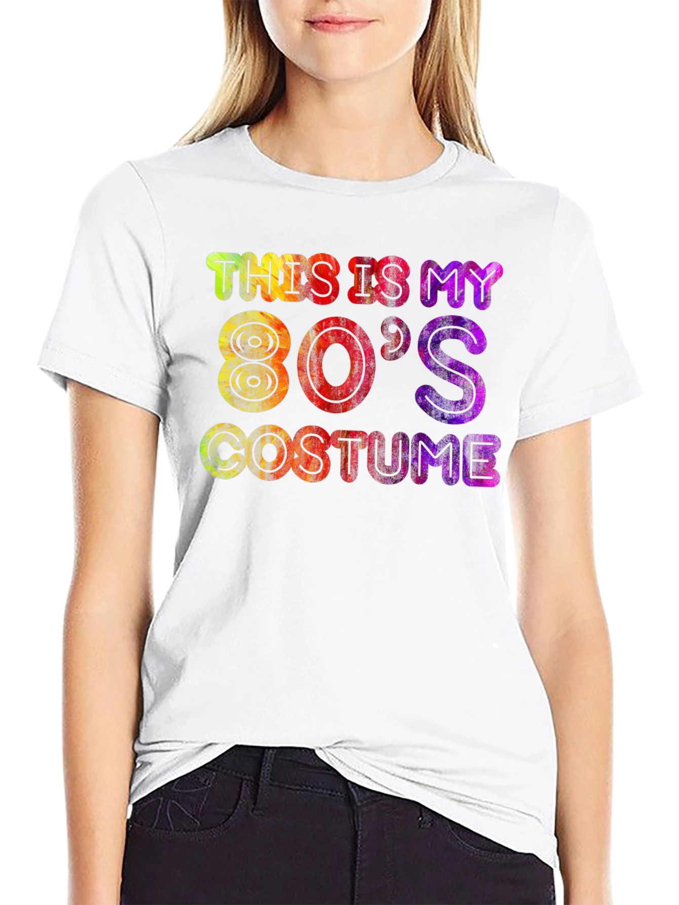 Black 80's Costume T-Shirt - Retro Party Tee view 9