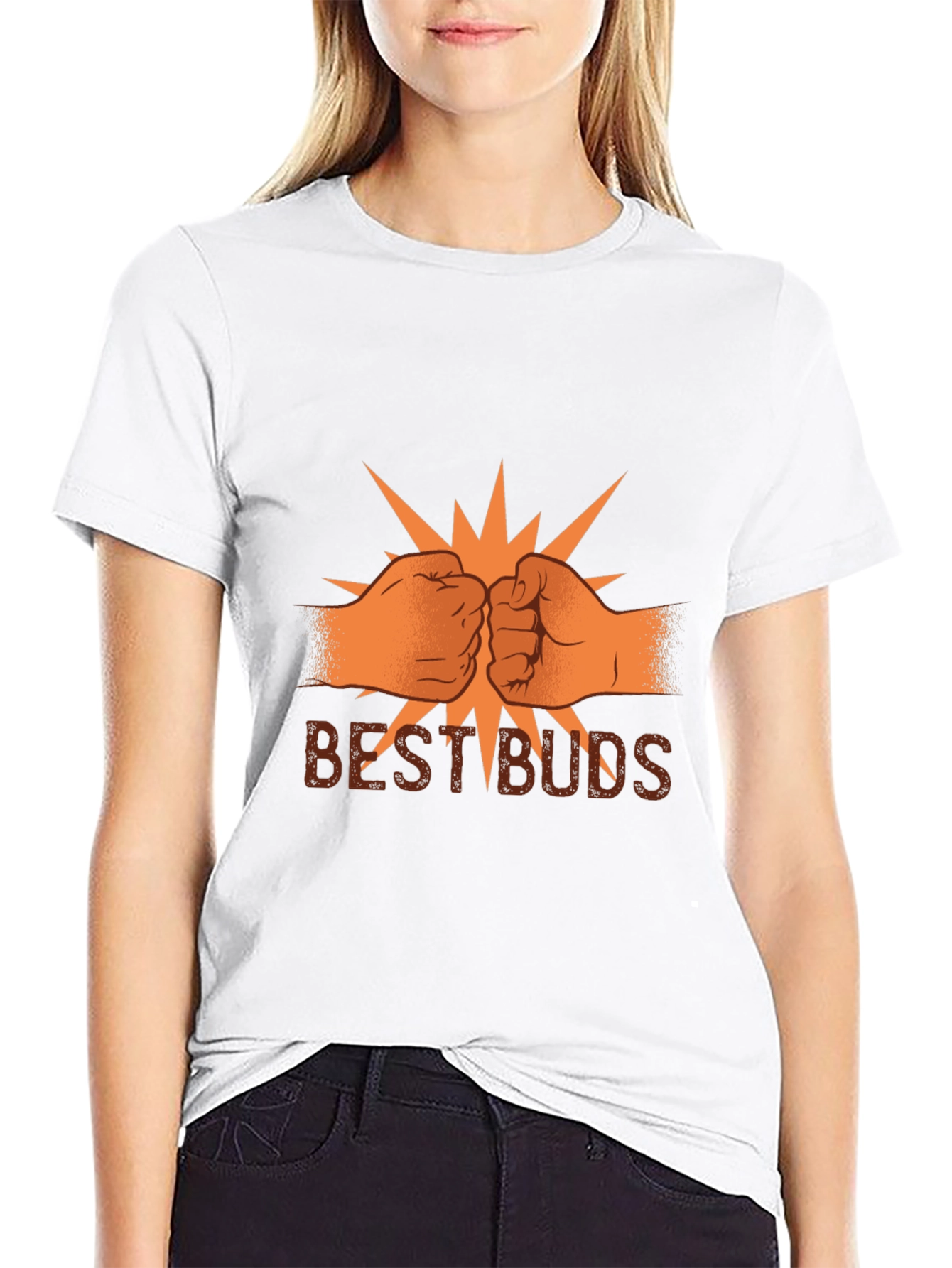 Black Best Buds Graphic Tee - Black Cotton Blend T-Shirt view 9
