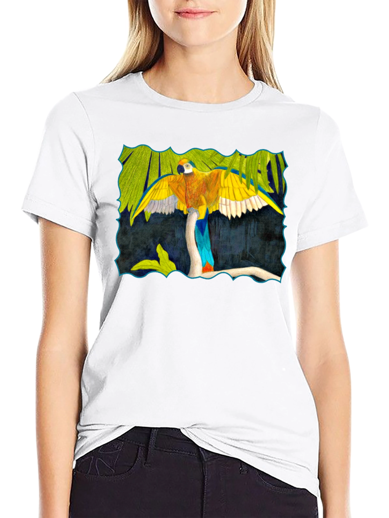 Black Parrot Graphic Black T-Shirt view 9