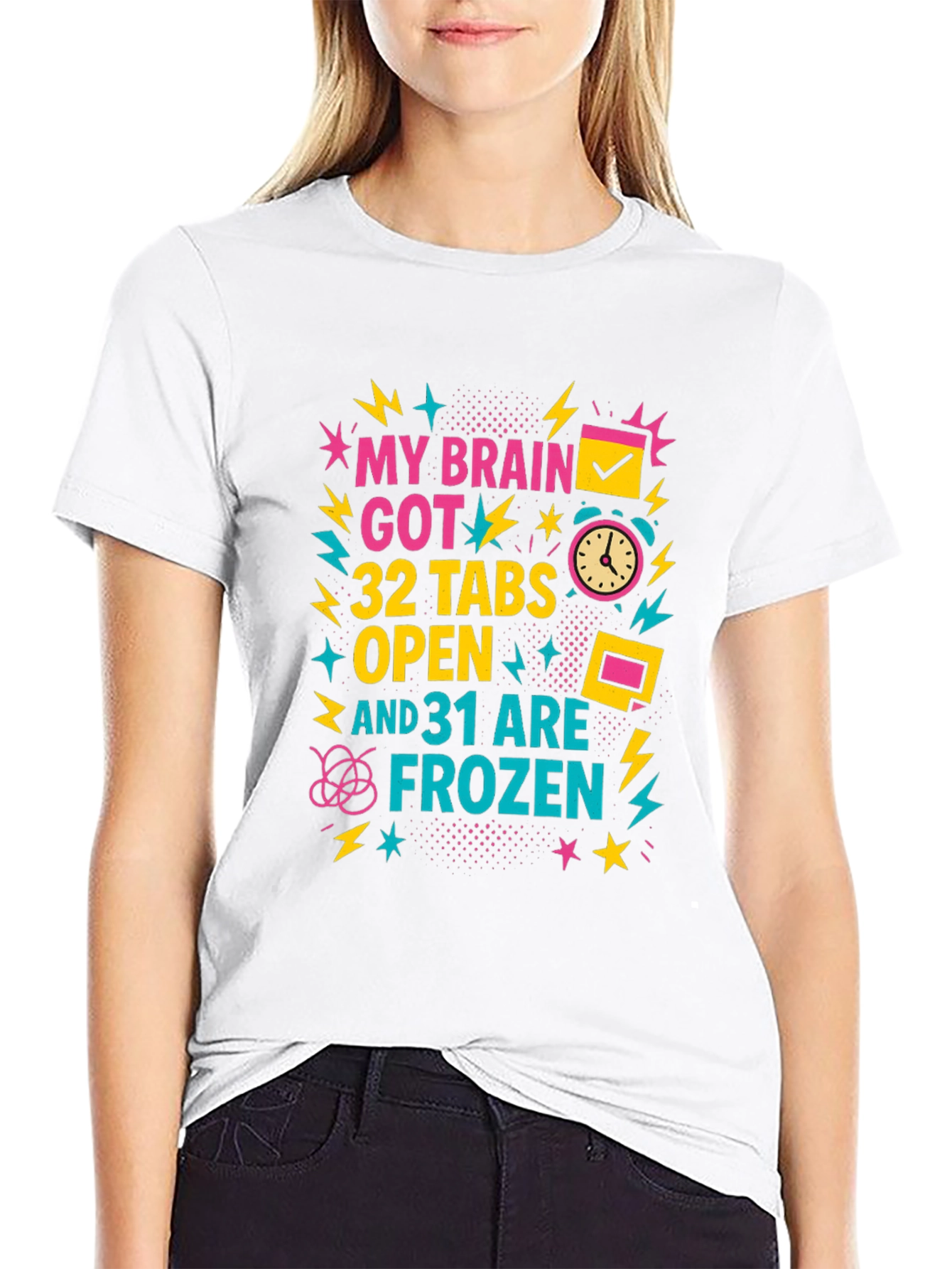 Black My Brain Got 32 Tabs Open T-Shirt view 9