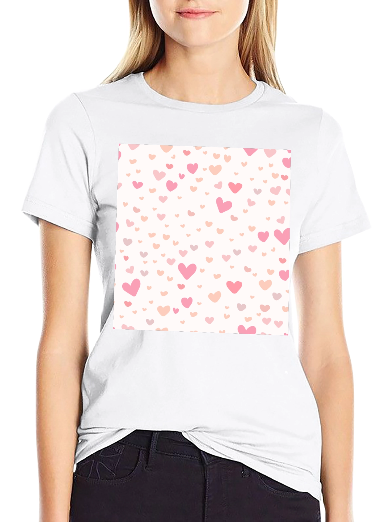 Black Heart Pattern Tee - Black Valentine's Day Shirt view 9