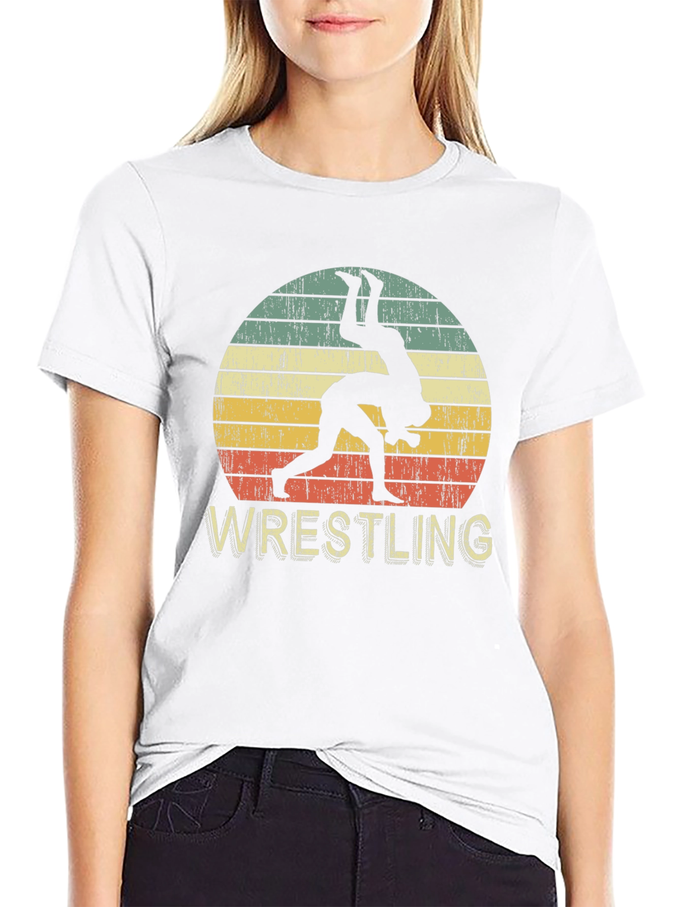 Black Vintage Wrestling Sunset T-Shirt view 9