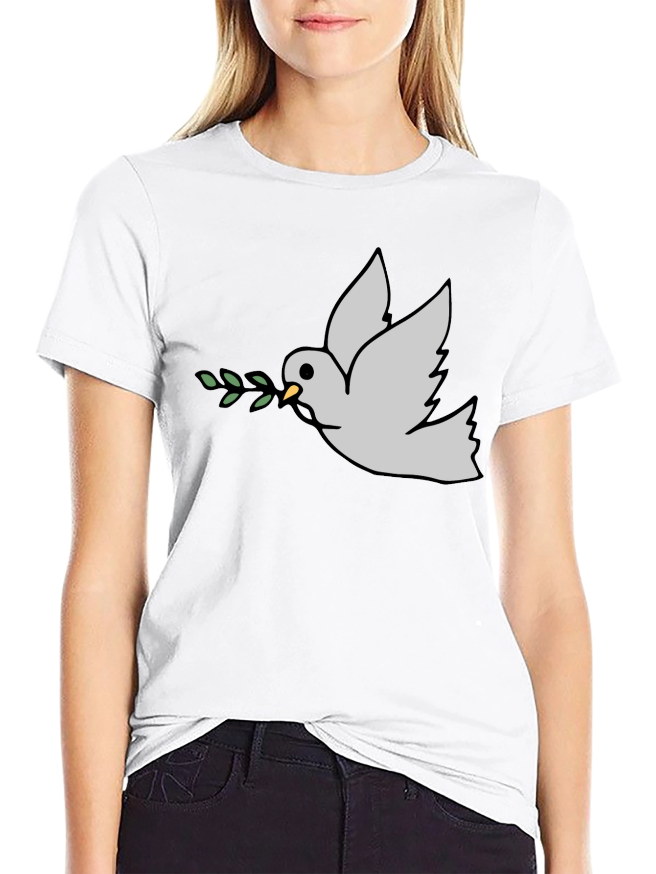 Black Peace Dove Graphic Tee - Black Casual T-Shirt view 9