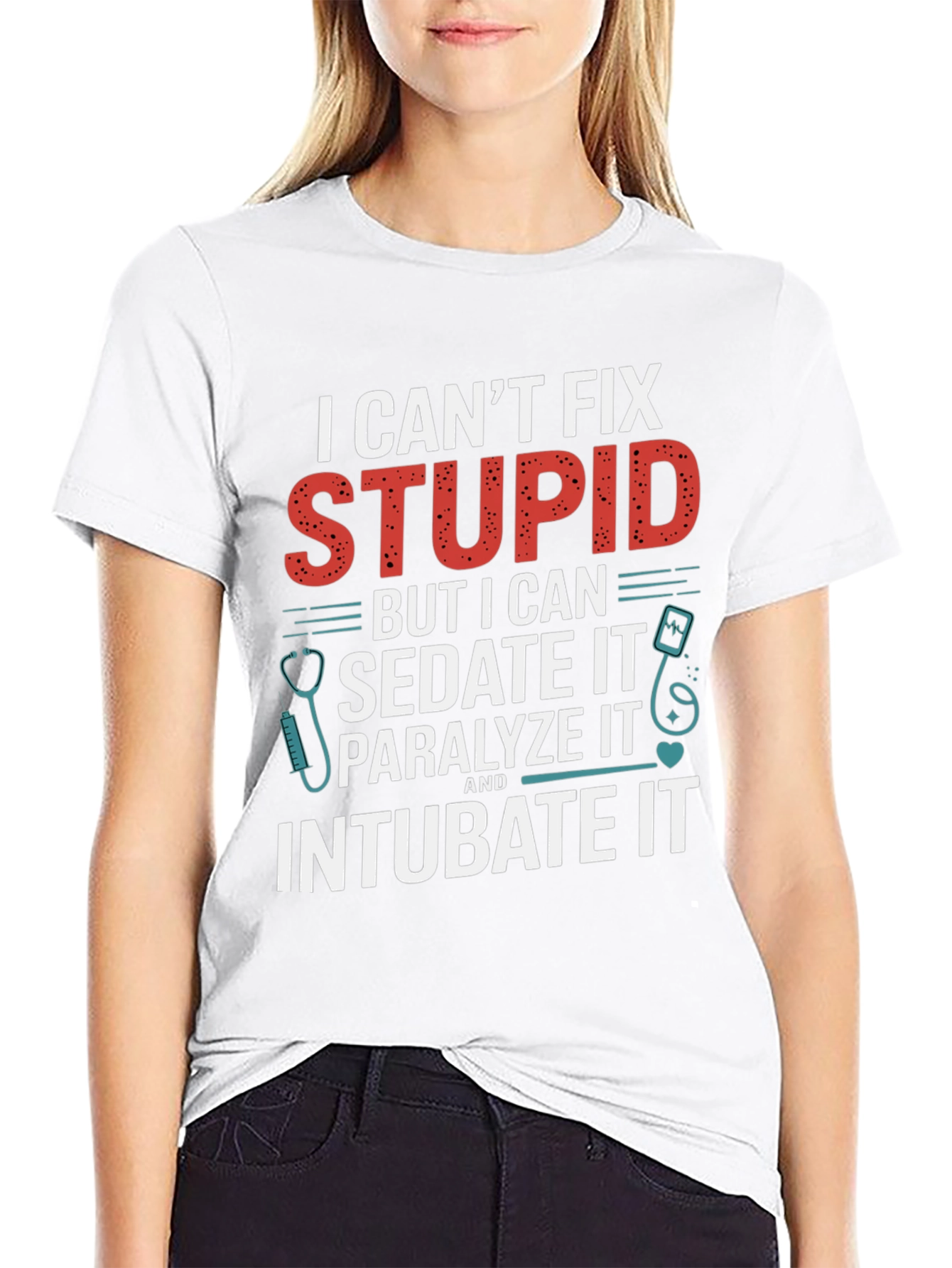 Black I Can't Fix Stupid T-Shirt view 9