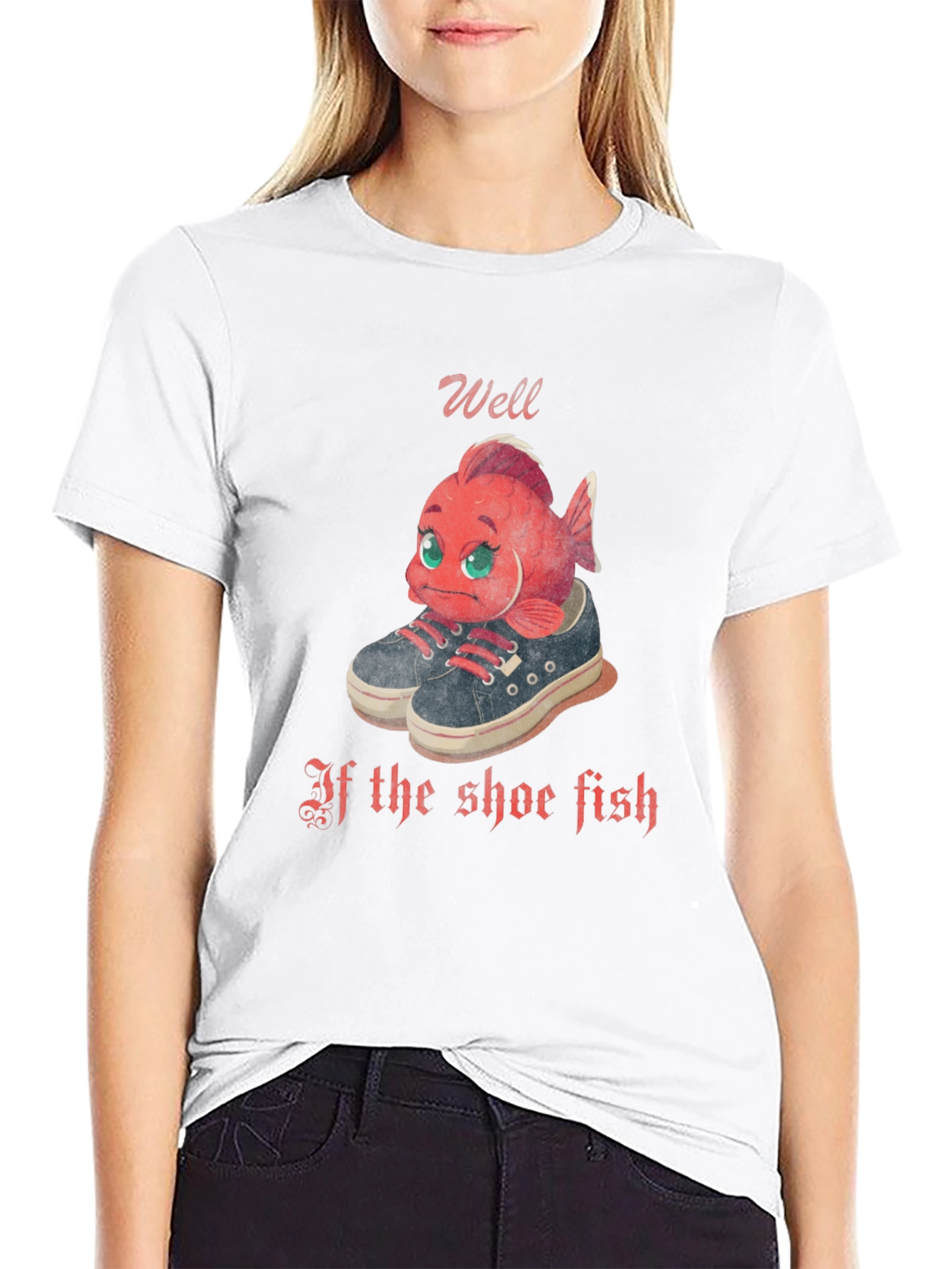 Black Shoe Fish T-Shirt - Novelty Graphic Tee view 9