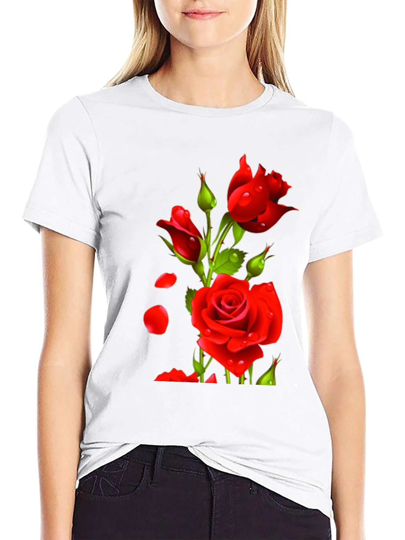 Black Men's Black Rose Graphic T-Shirt view 9