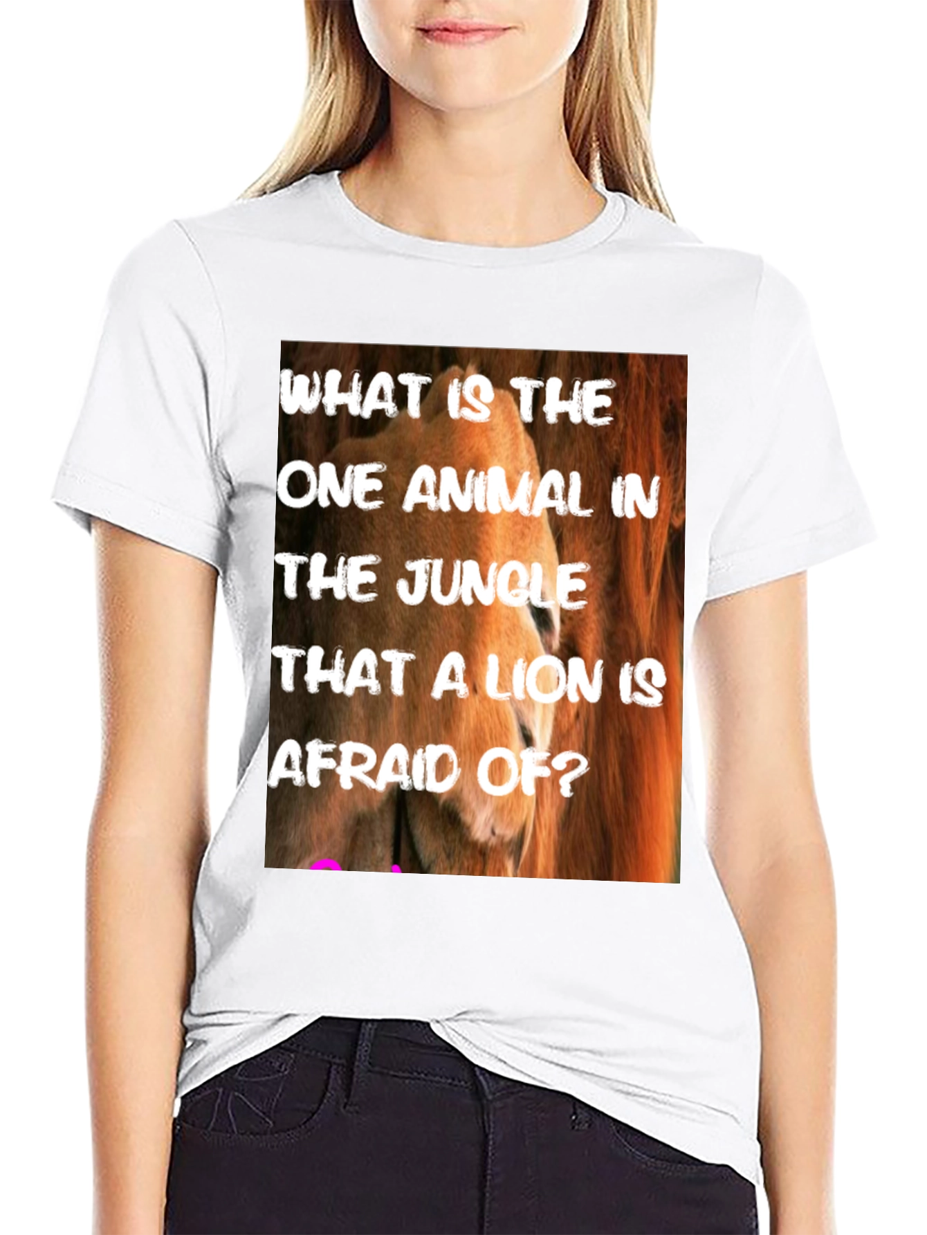 Black Lion Riddle Graphic Tee - Jungle Humor T-Shirt view 9