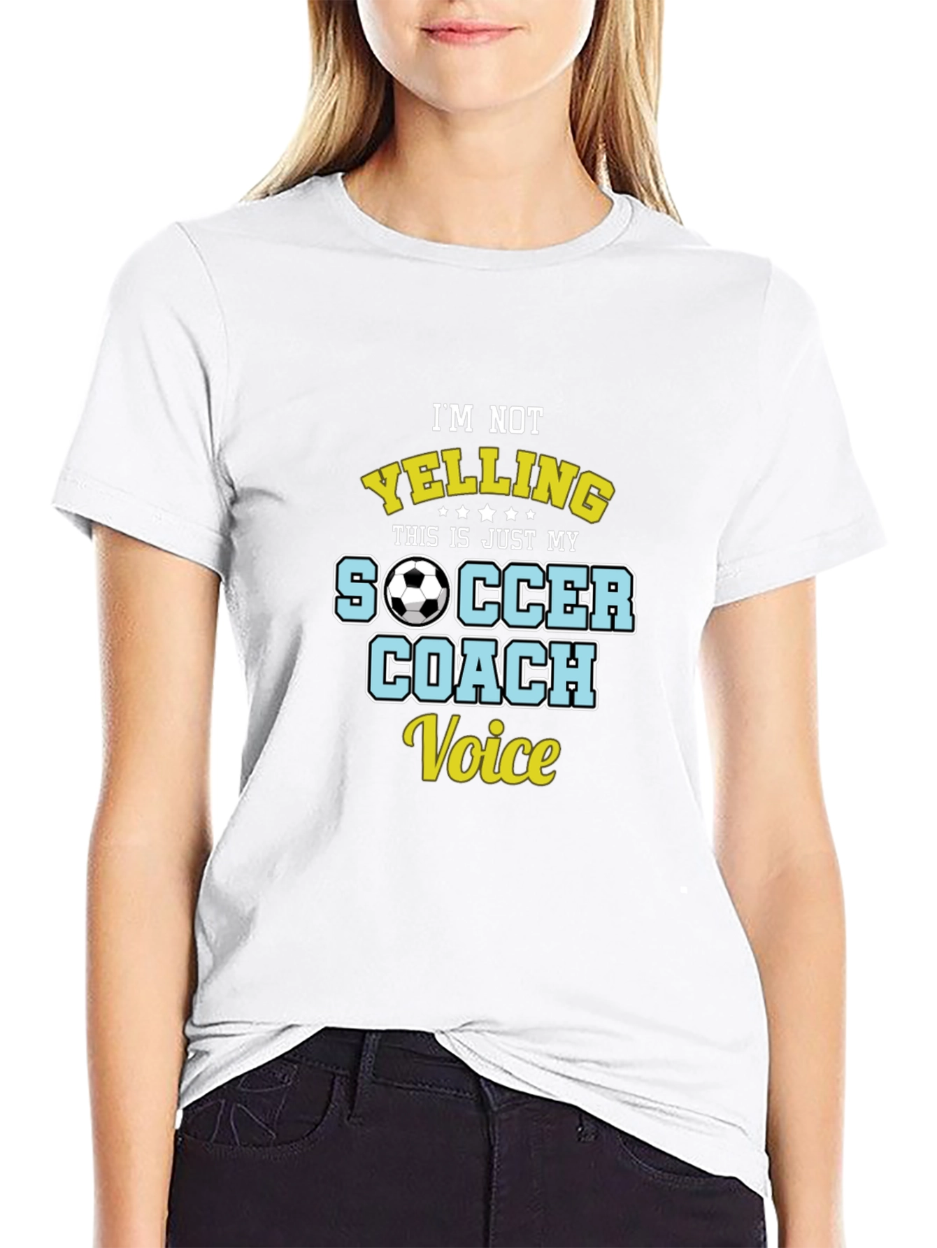 Black Soccer Coach T-Shirt - I'm Not Yelling view 9