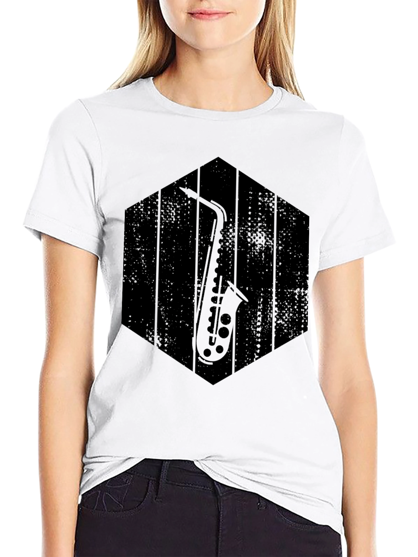 Black Saxophone Graphic Tee - Musician Style Shirt view 9