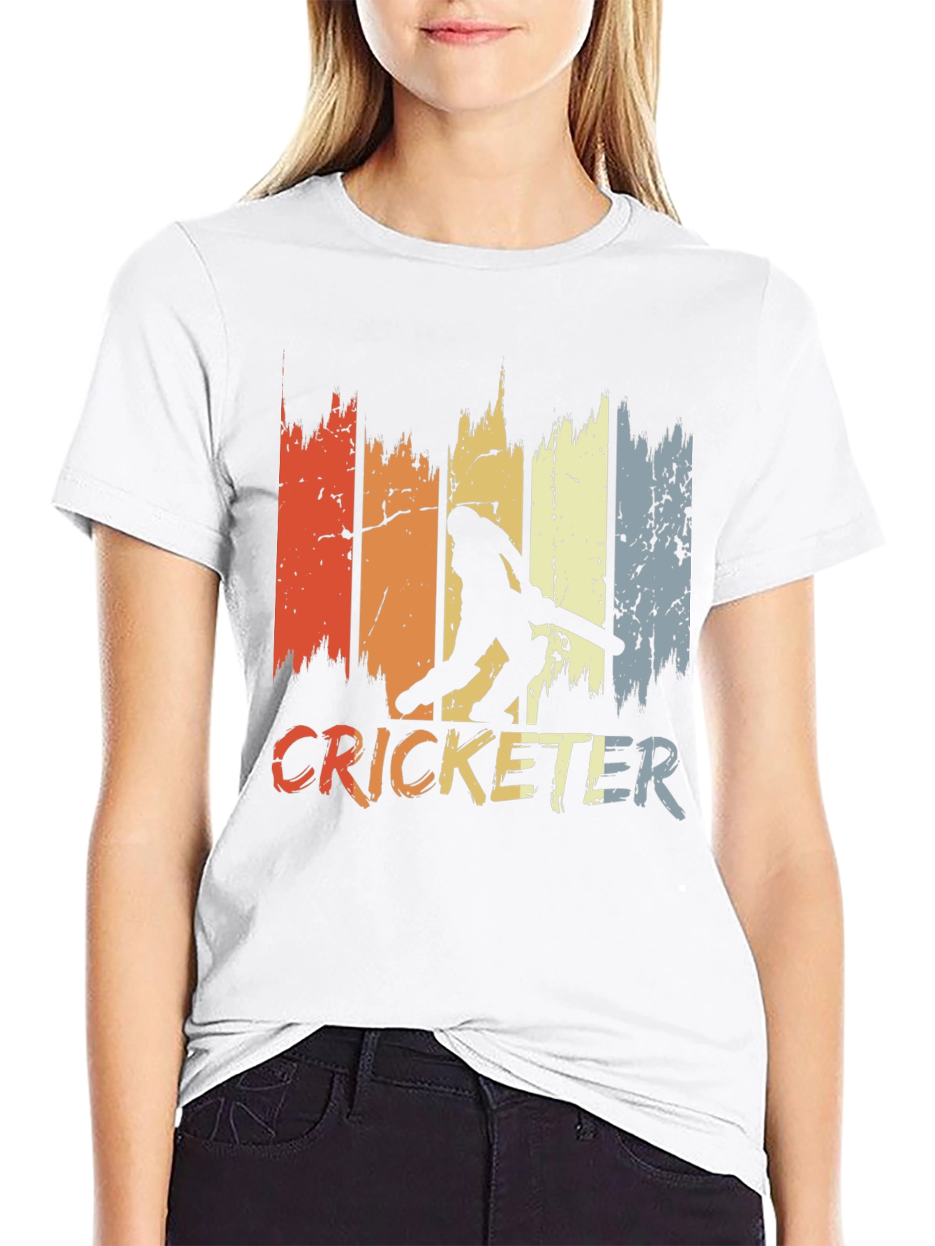 Black Vintage Cricketer T-Shirt - Retro Style view 9