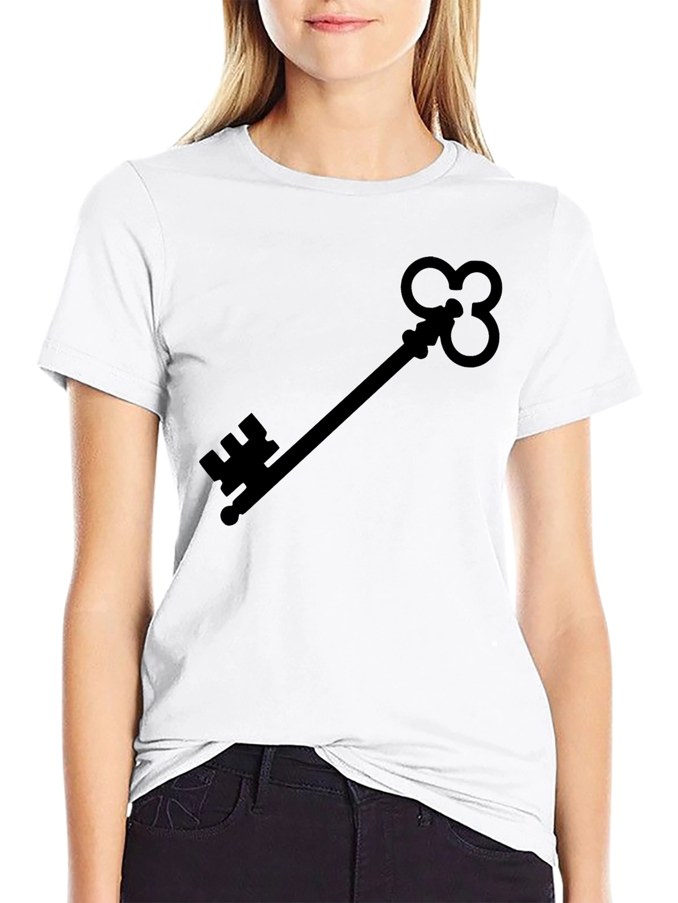 Black Skeleton Key Graphic Tee - Black Cotton Shirt view 9