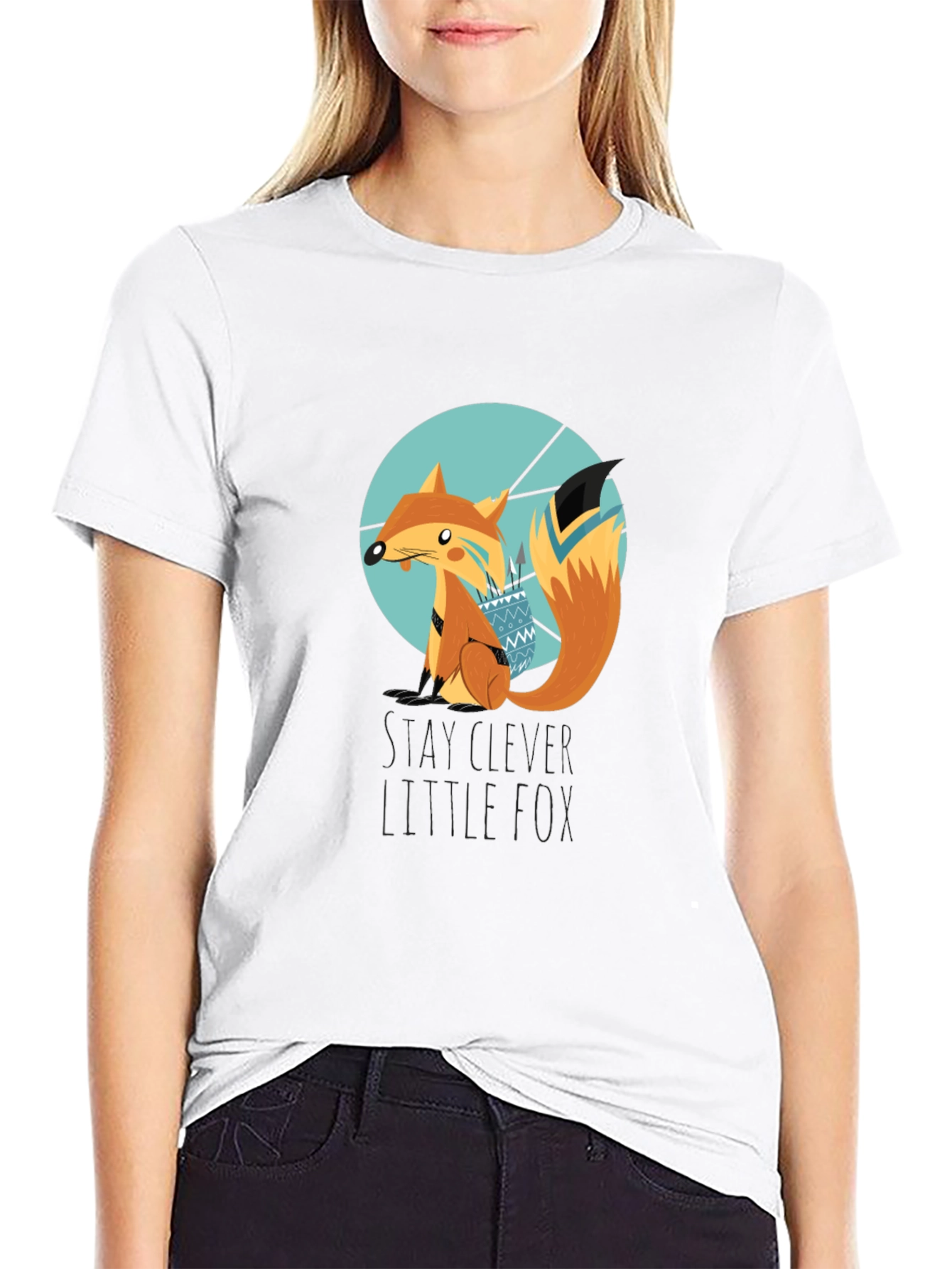 Black Stay Clever Little Fox Graphic T-Shirt view 9