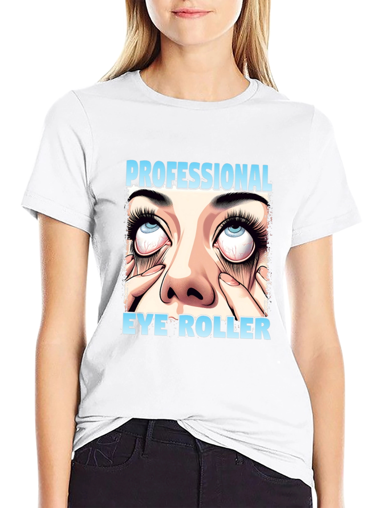 Black Professional Eye Roller Graphic T-Shirt view 9