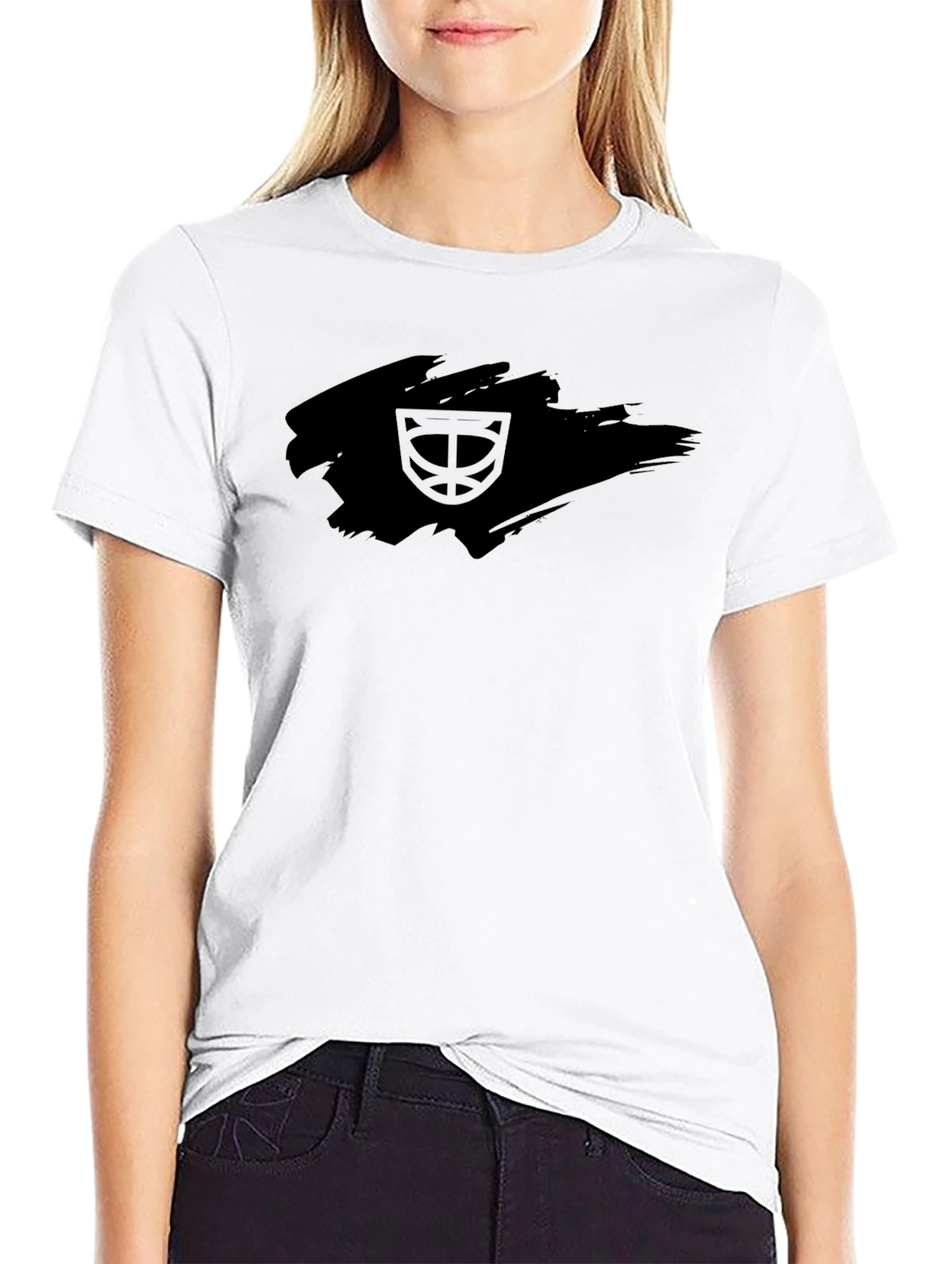 Black Men's Black T-Shirt with Artistic Brushstroke Graphic view 9