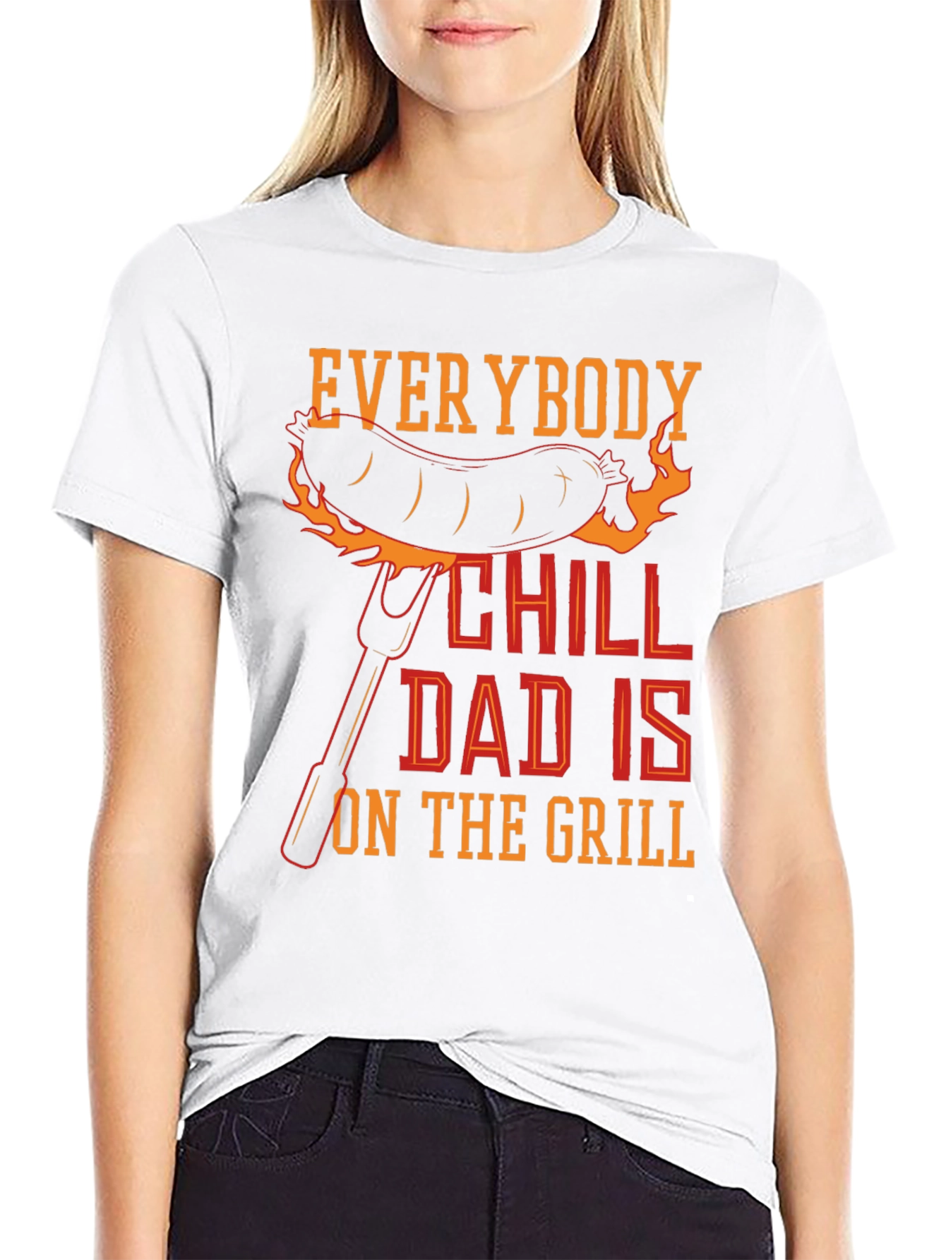Black Everybody Chill Dad Is On The Grill T-Shirt view 9