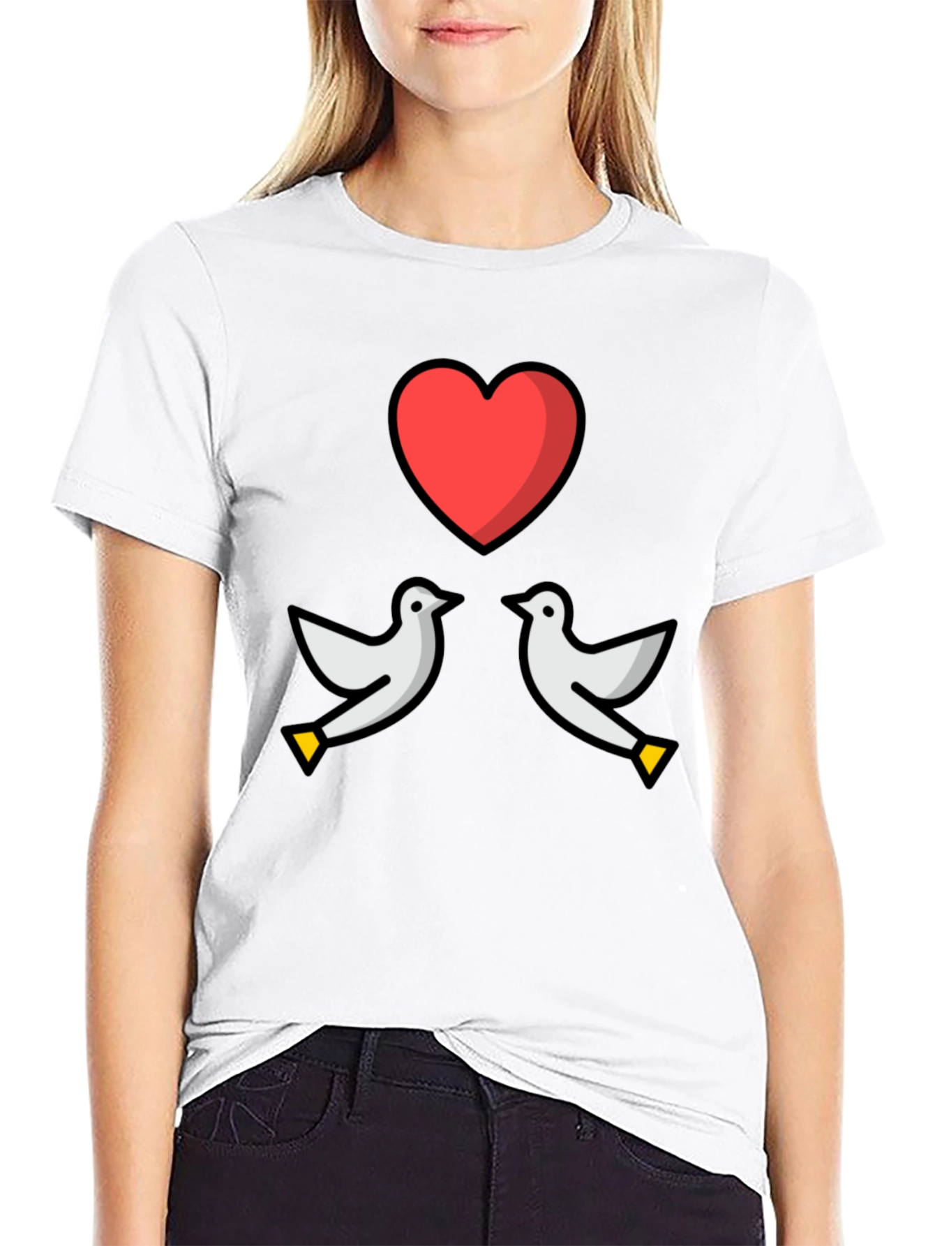 Black Dove Heart Graphic Tee - Love & Peace T-Shirt view 9